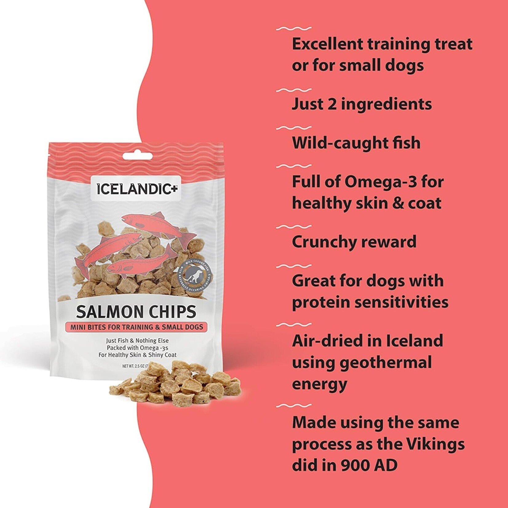 Icelandic+ Icelandic+ Salmon Mini Fish Chips Dog Treats 2.5oz