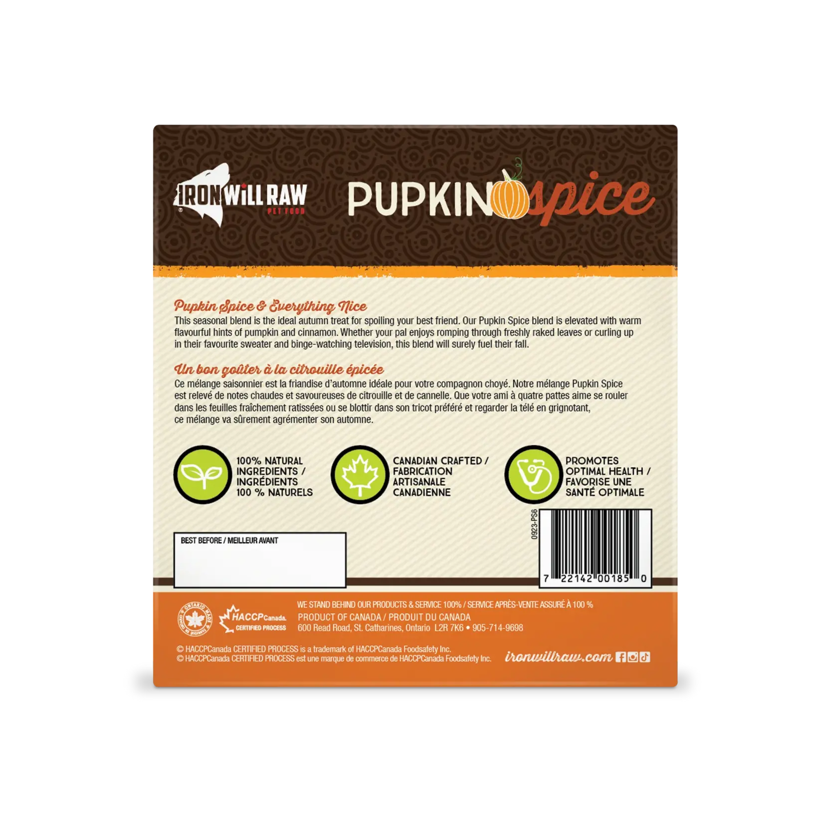 Iron Will Raw Iron Will Raw: Pupkin Spice: Seasonal Blend for Dogs & Cats 6lb
