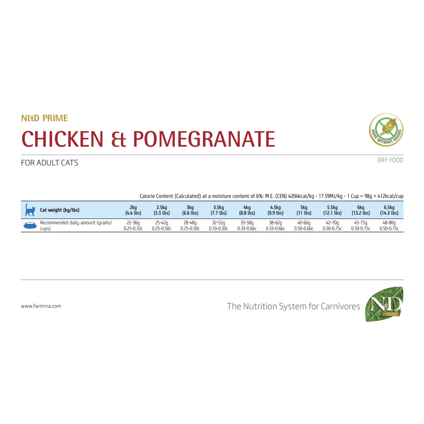 Farmina Farmina: N&D Prime: Adult Cat: Chicken & Pomegranate 3.3lb