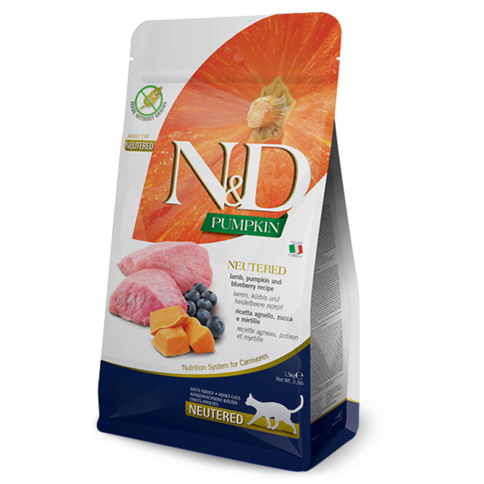 Farmina Farmina: N&D Pumpkin: Adult Cat Neutered: Lamb & Blueberry 3.3lb