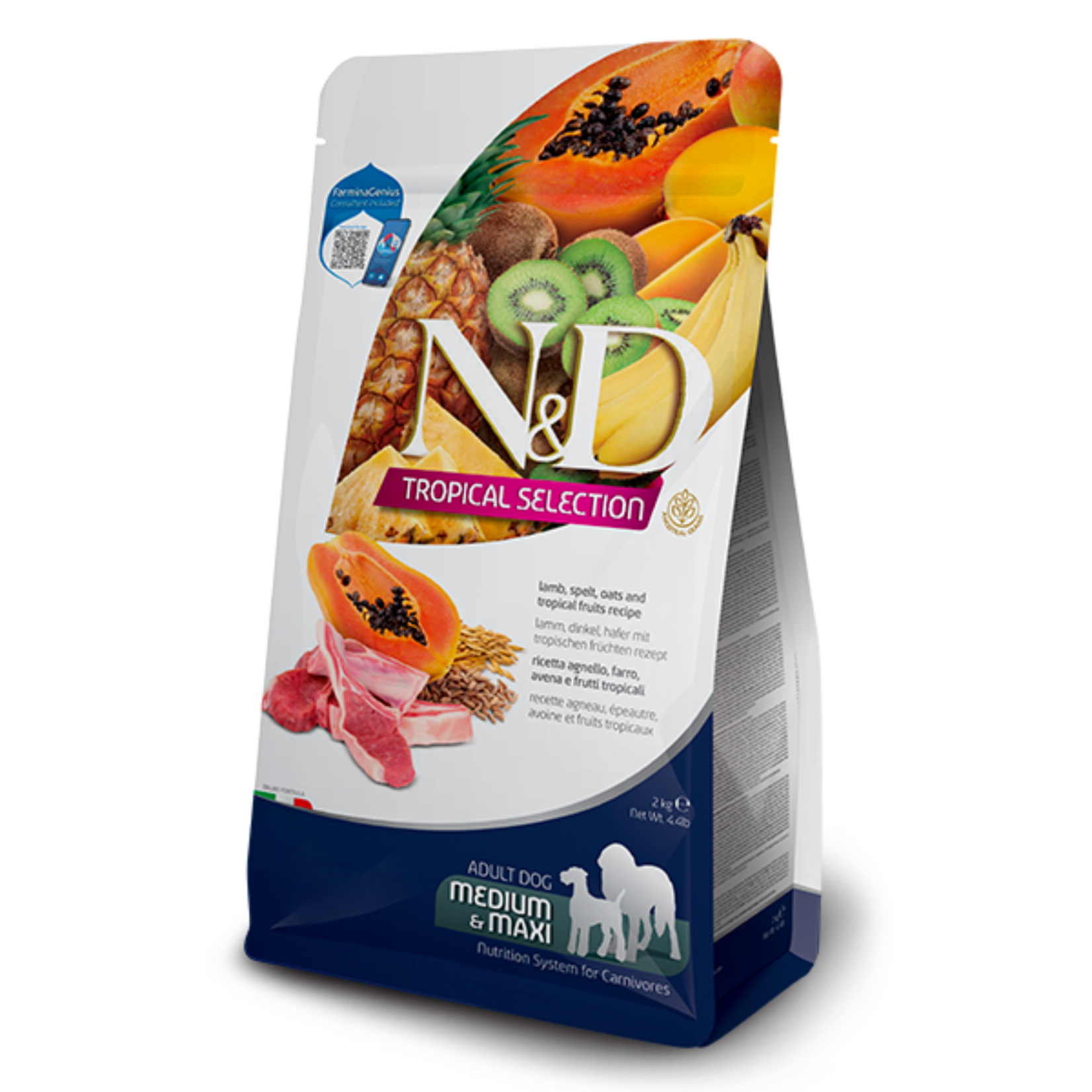 Farmina Farmina: N&D Tropical: Adult Med/Maxi: Lamb, Spelt, Oats & Fruit