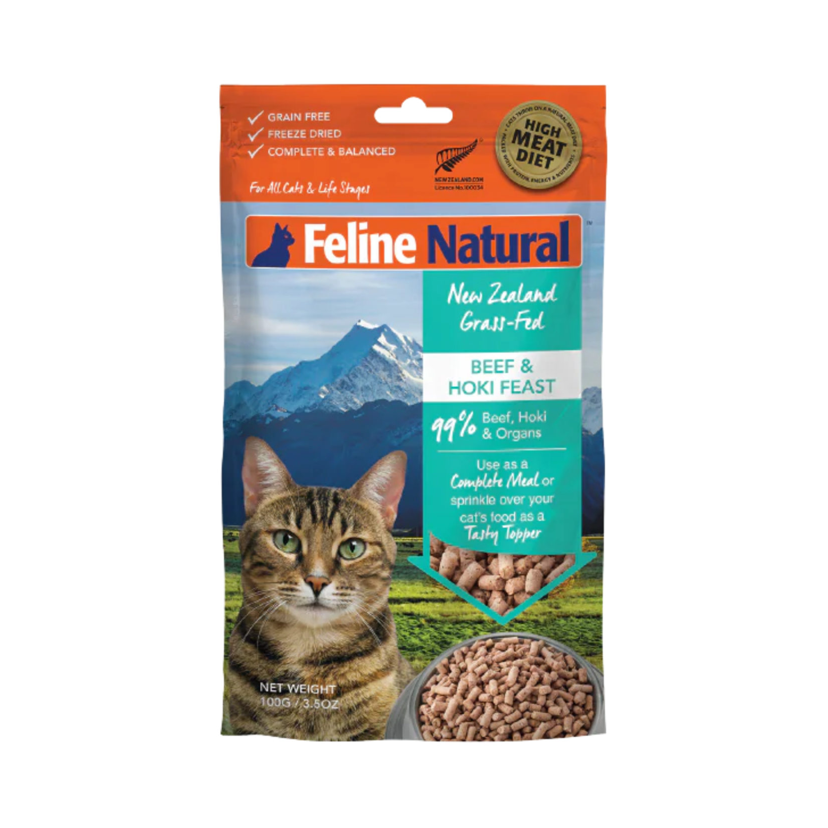 Feline Natural Feline  Natural: Freeze-Dried: Beef & Hoki Feast 100g