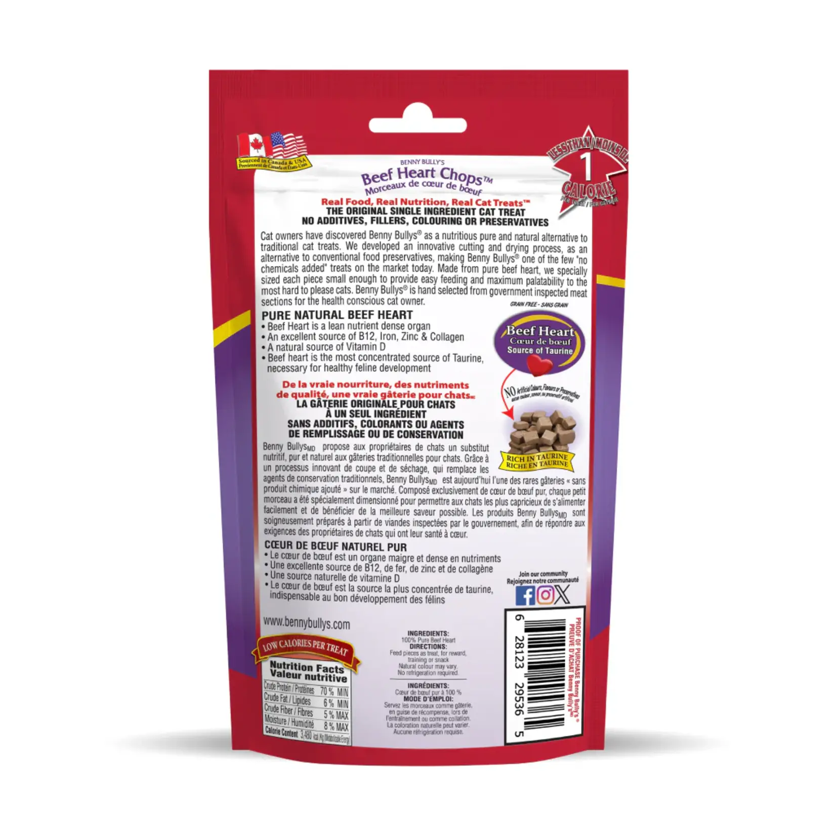 Benny Bully's Benny Bully's: Beef Heart Chops: Cat Treats 20g