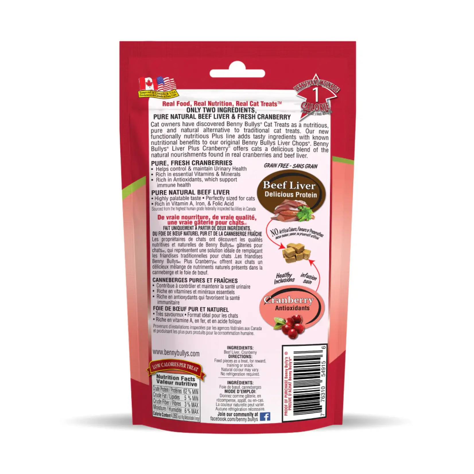 Benny Bully's Benny Bully's: Beef Liver Plus Cranberry: Cat Treats 25g