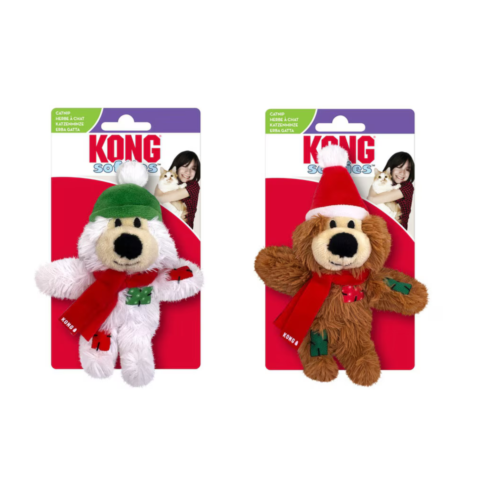 Kong Kong: Holiday Softie Bear with Catnip: Assorted Colours
