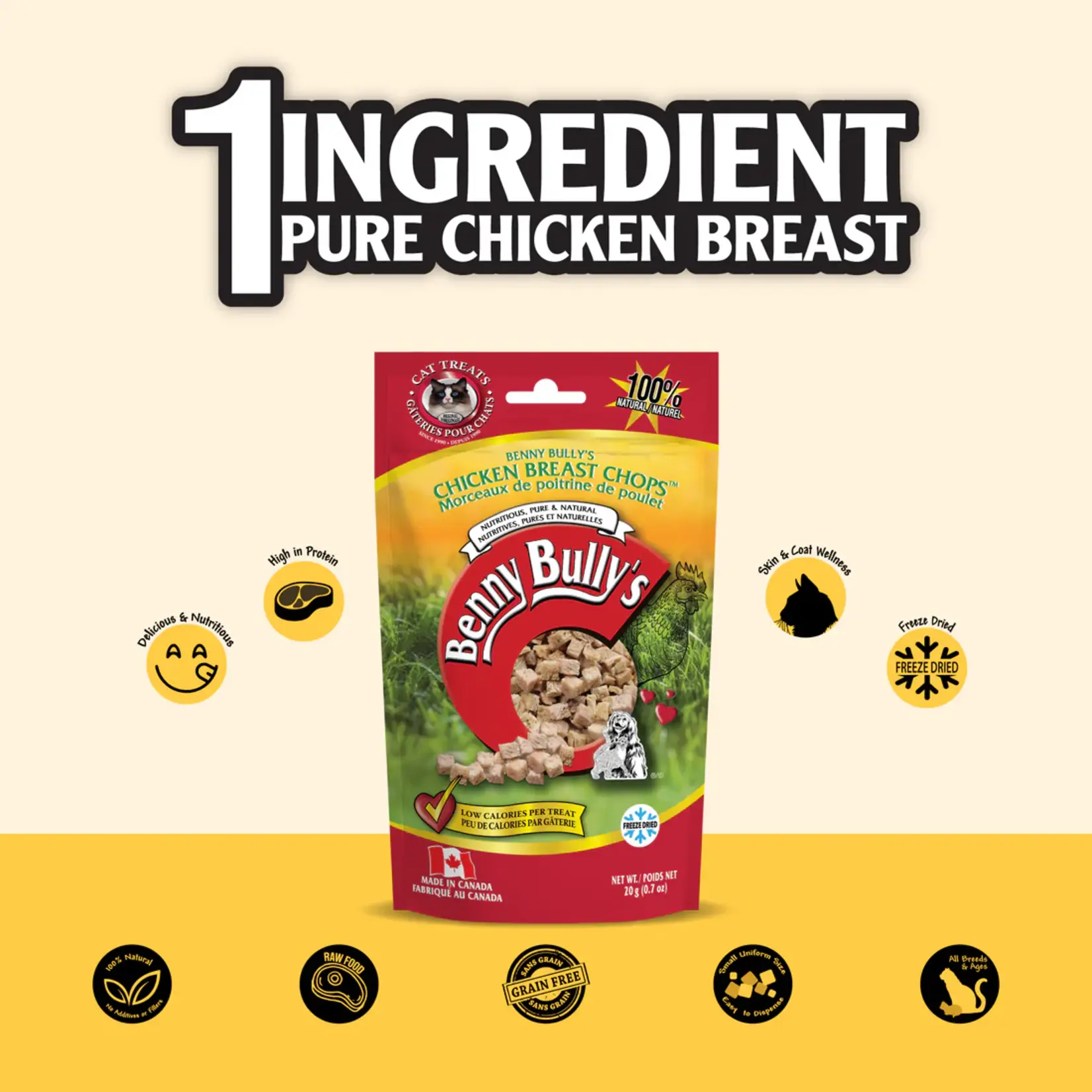 Benny Bully's Benny Bully's: Chicken Breast Chops: Cat Treats 20g