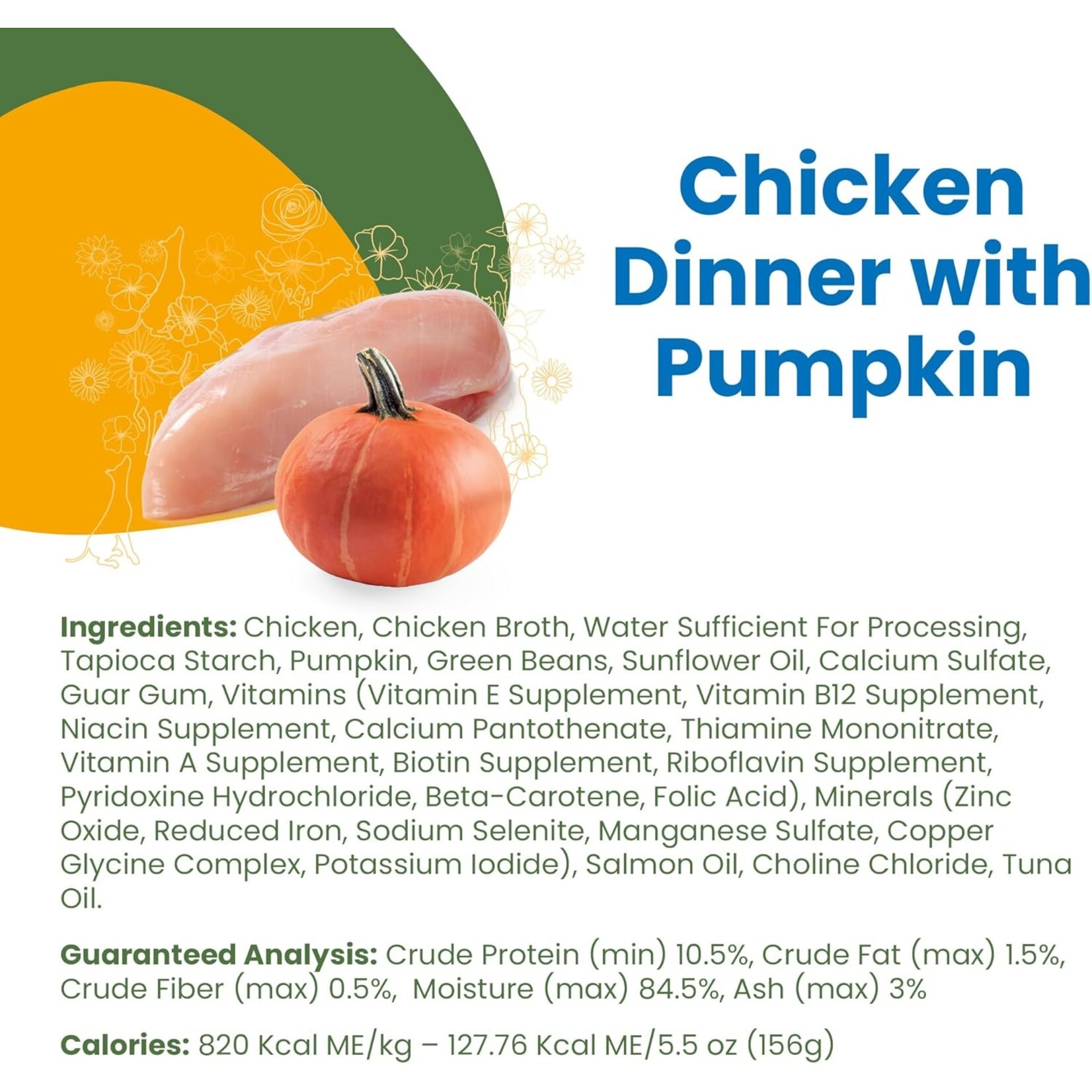 Almo Nature Almo Nature: HQS Complete Dog Food: Chicken Dinner with Pumpkin 156g
