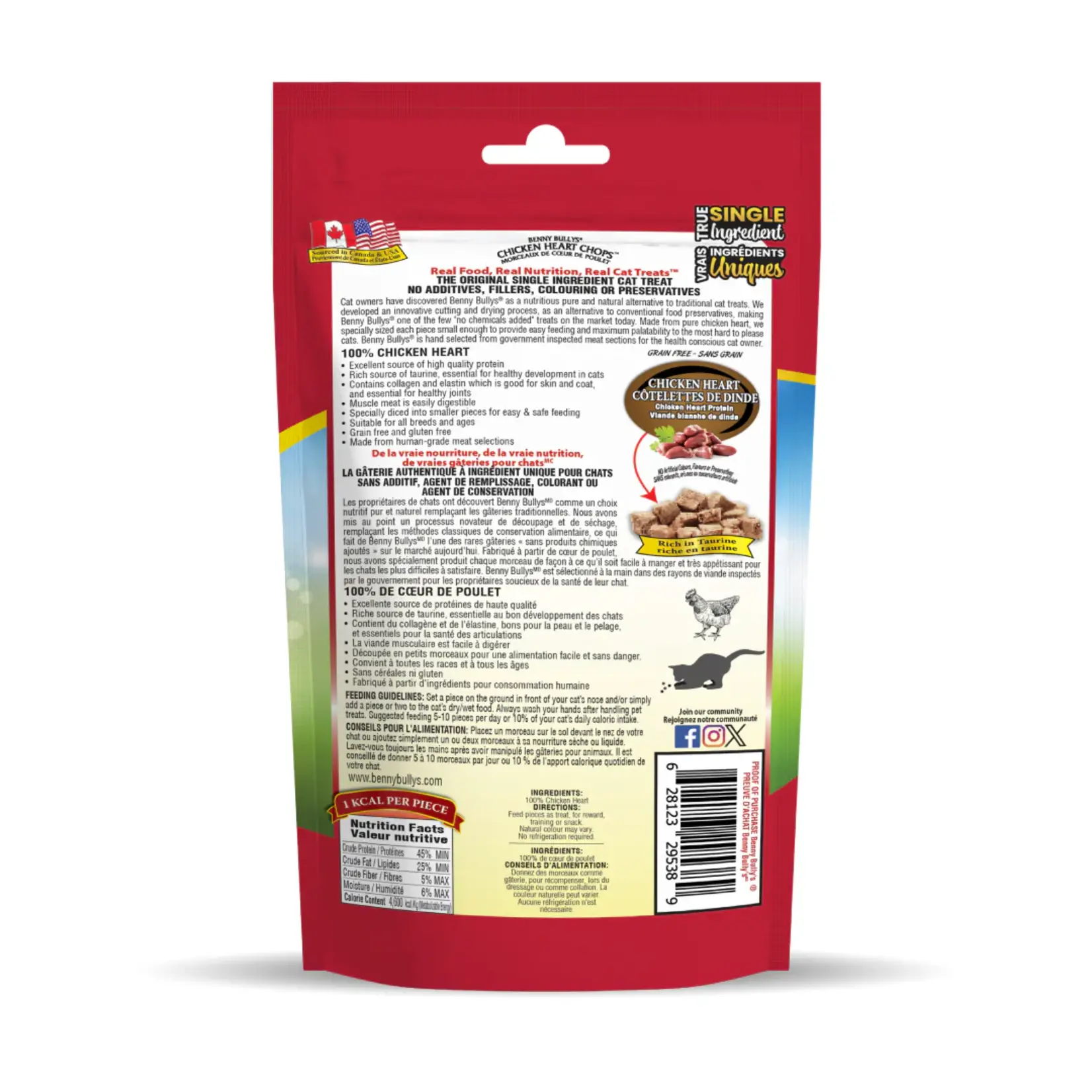 Benny Bully's Benny Bully's: Chicken Heart Chops: Cat Treats 20g