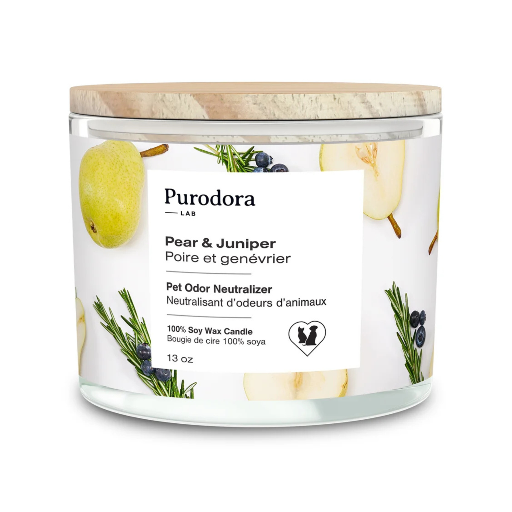Purodora Purodora: 100% Soy Candle: Pet Odor Neutralizer: Pear & Juniper