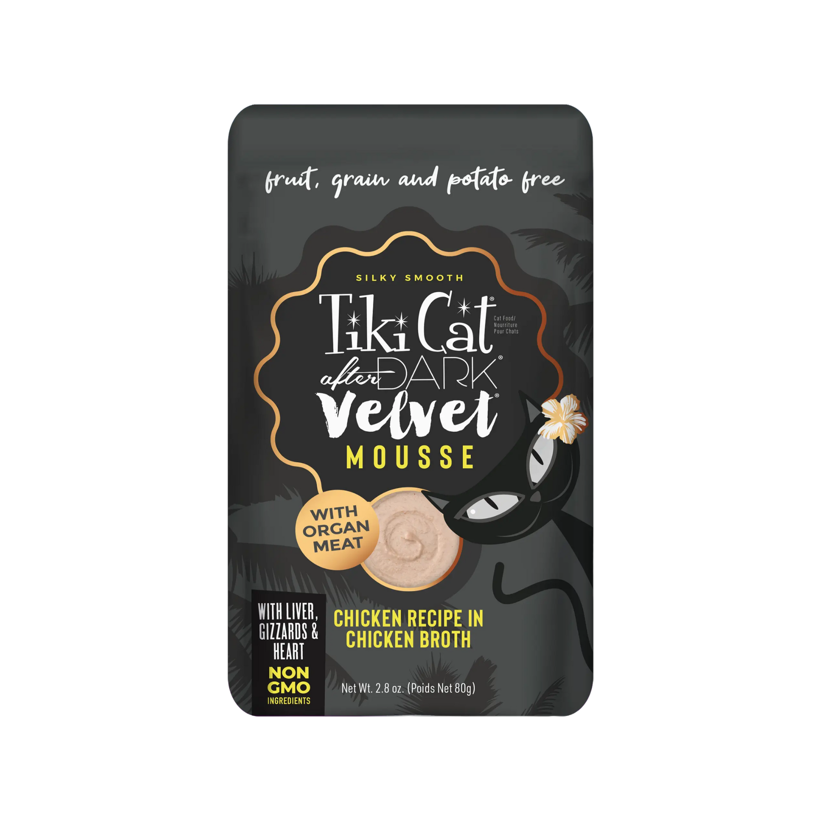 Tiki Cat Tiki Cat: After Dark: Velvet Mousse Pouch: Chicken in Broth 2.8oz