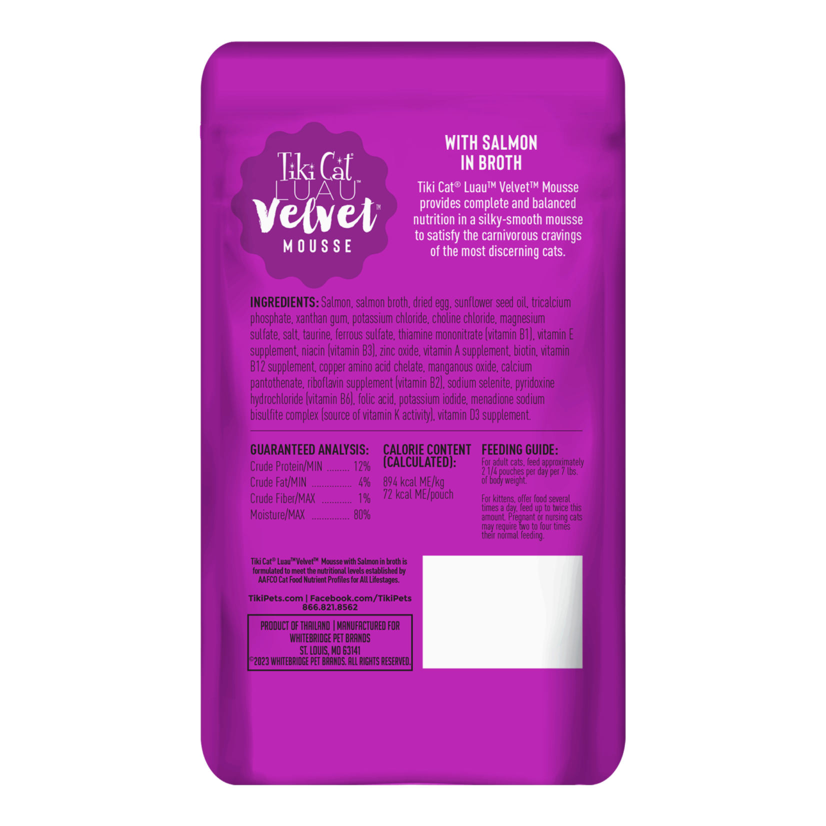 Tiki Cat Tiki Cat: Luau: Velvet Mousse Pouch: Salmon in Broth 2.8oz