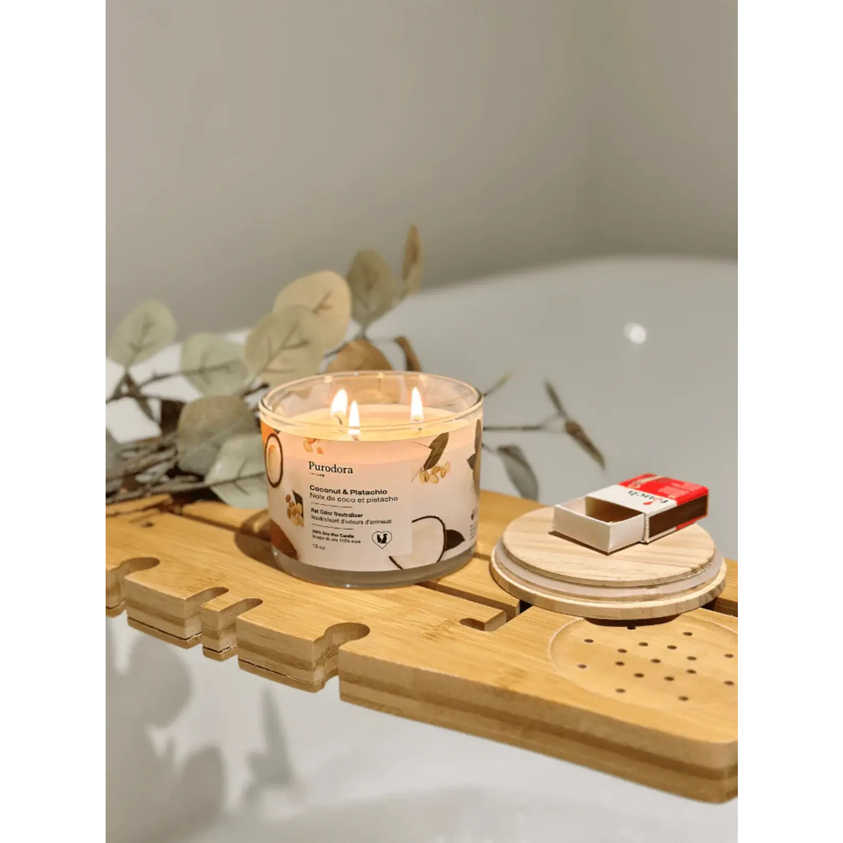 Purodora Purodora: 100% Soy Candle: Pet Odor Neutralizer: Coconut & Pistachio