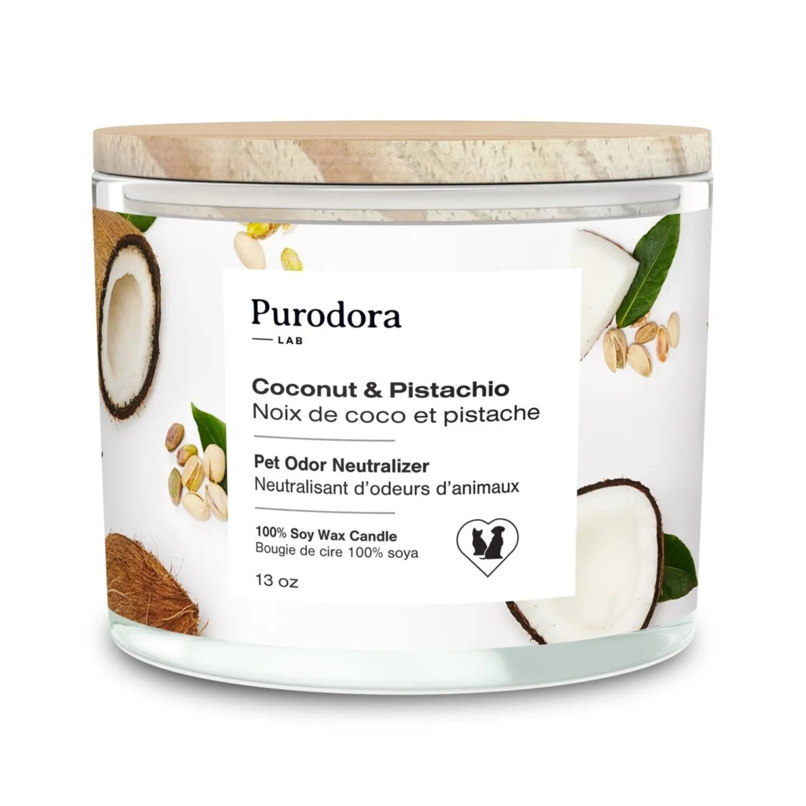 Purodora Purodora: 100% Soy Candle: Pet Odor Neutralizer: Coconut & Pistachio