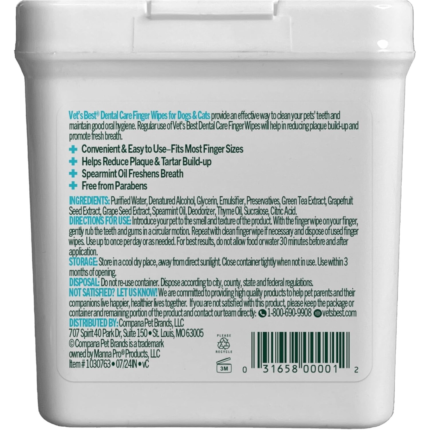 Vet's Best Vet's Best: Dental Finger Wipes: For Dogs & Cats