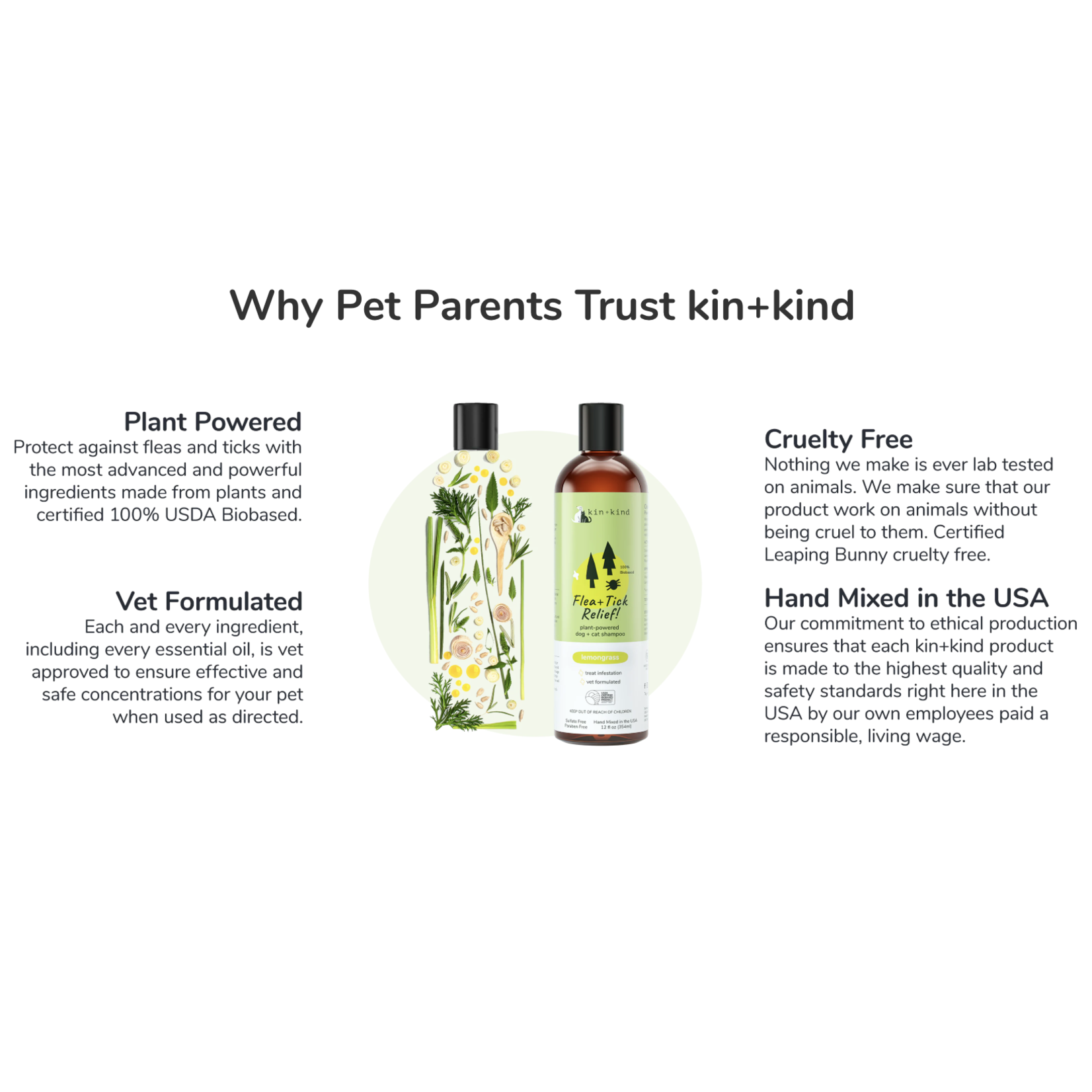 Kin & Kind Kin & Kind: Outdoor Shield: Flea & Tick Lemongrass Shampoo 12oz