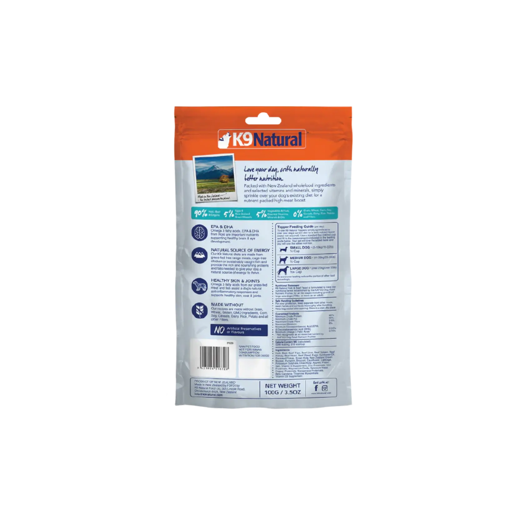 K9 Natural K9 Natural: Freeze-Dried Topper: Hoki & Beef 100g