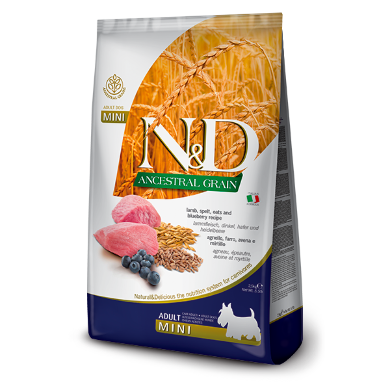 Farmina Farmina: N&D Ancestral Grain: Adult Mini: Lamb & Blueberry