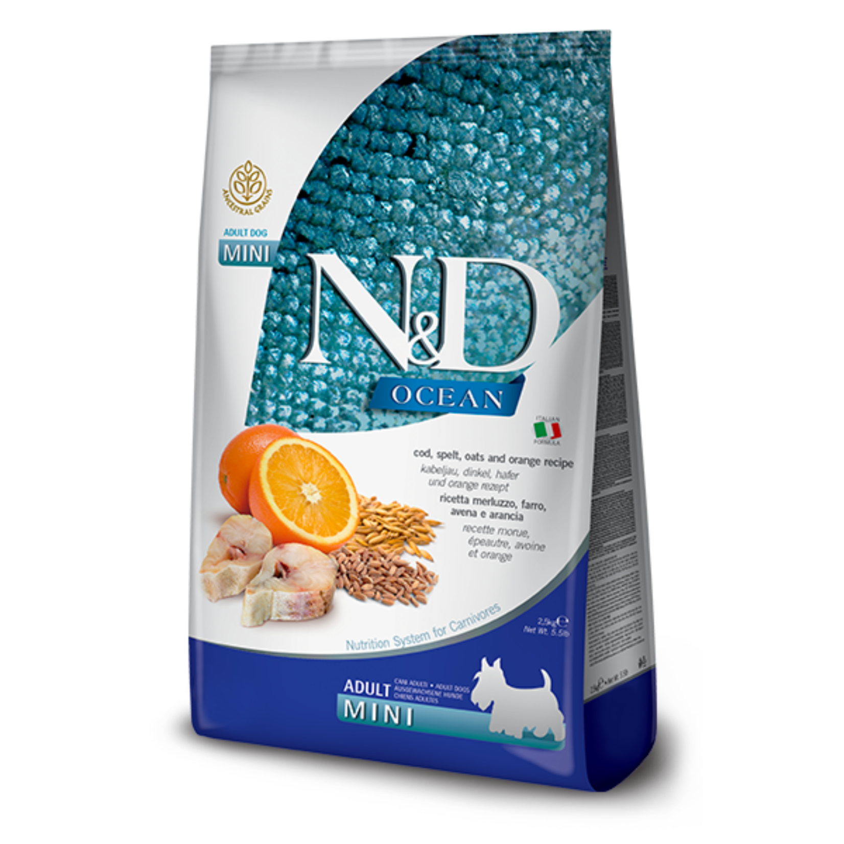 Farmina Farmina: N&D Ancestral Grain: Adult Mini: Cod, Spelt, Oats & Orange