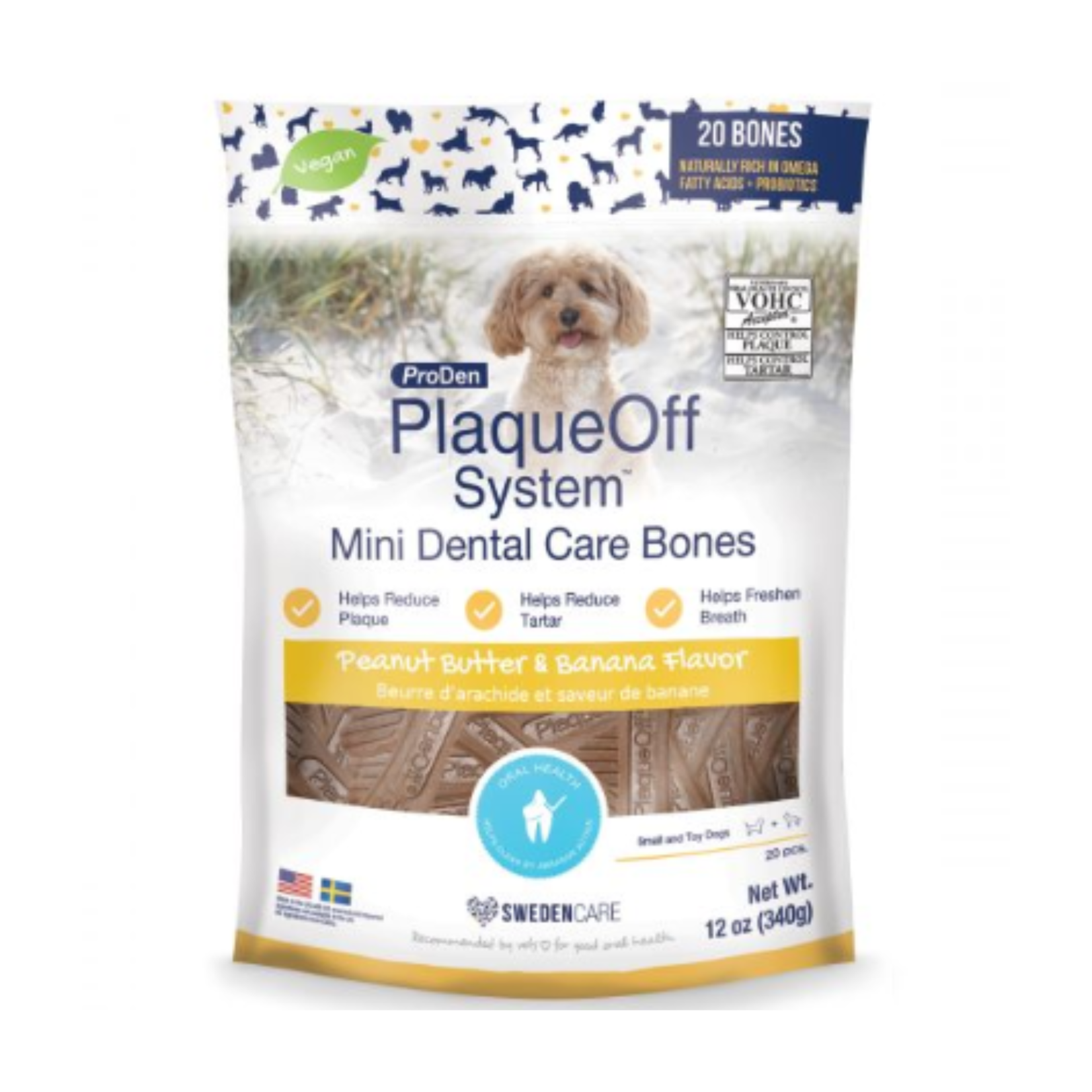ProDen PlaqueOff ProDen: PlaqueOff: Dental Care Bones: MINI Peanut Butter & Banana 13pc