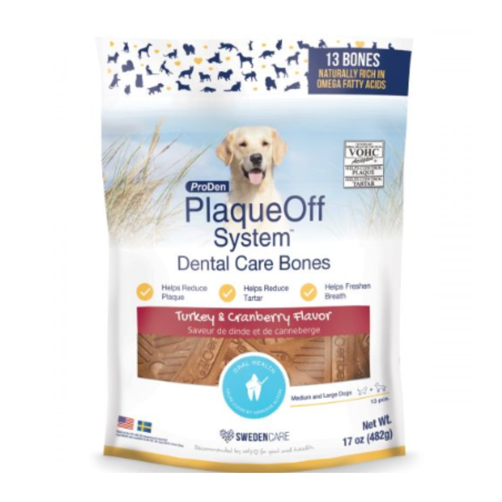 ProDen PlaqueOff Proden: PlaqueOff: Dental Care Bones: Turkey & Cranberry 13pc