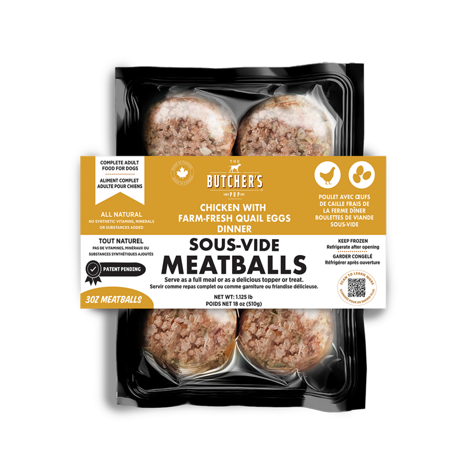 Butcher's Pup Butcher's Pup: Dinner Meatballs: Chicken & Quail Egg 1.3lb