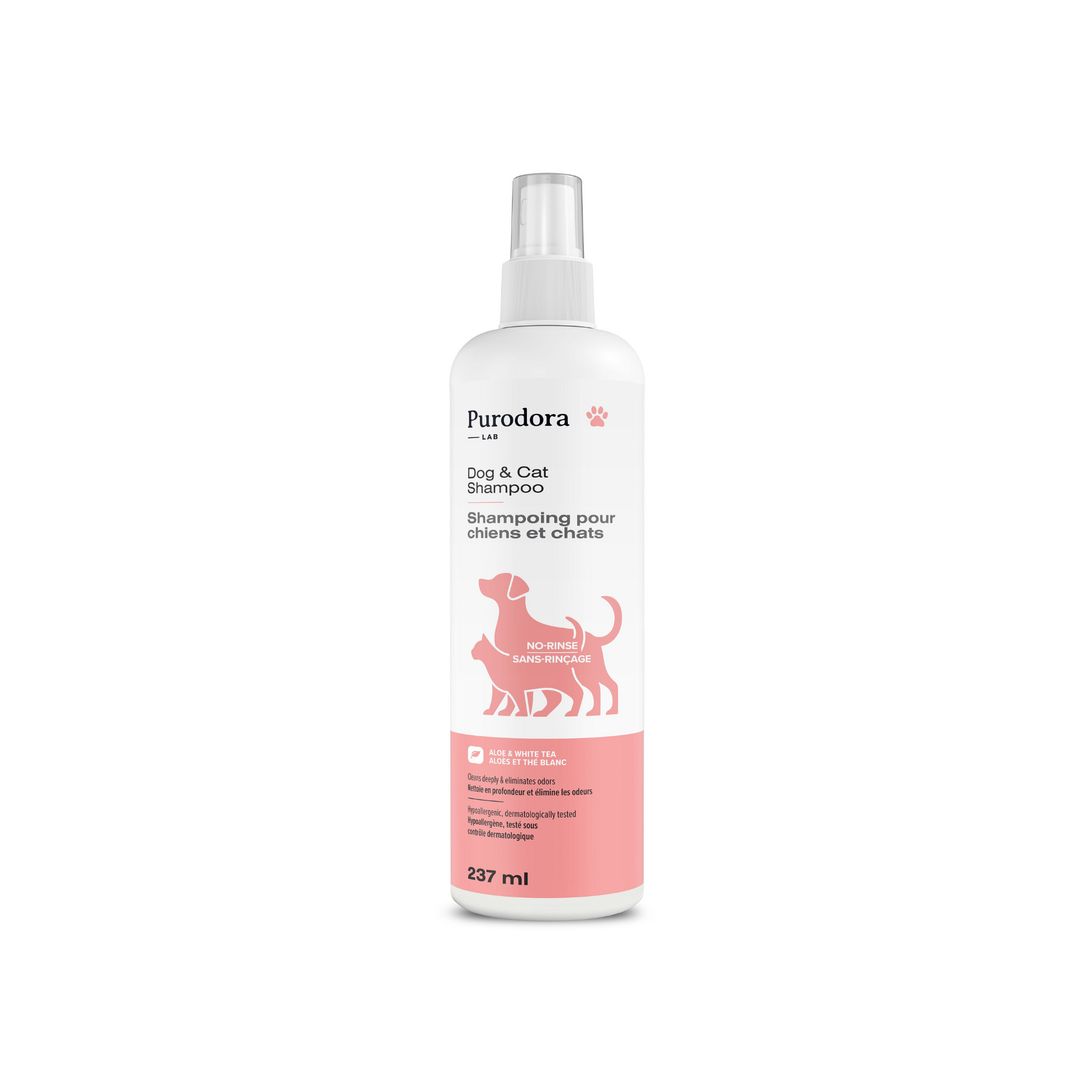Purodora Purodora: Pet Shampoo: No-Rinse for Dogs & Cats: Aloe & White Tea 500mL