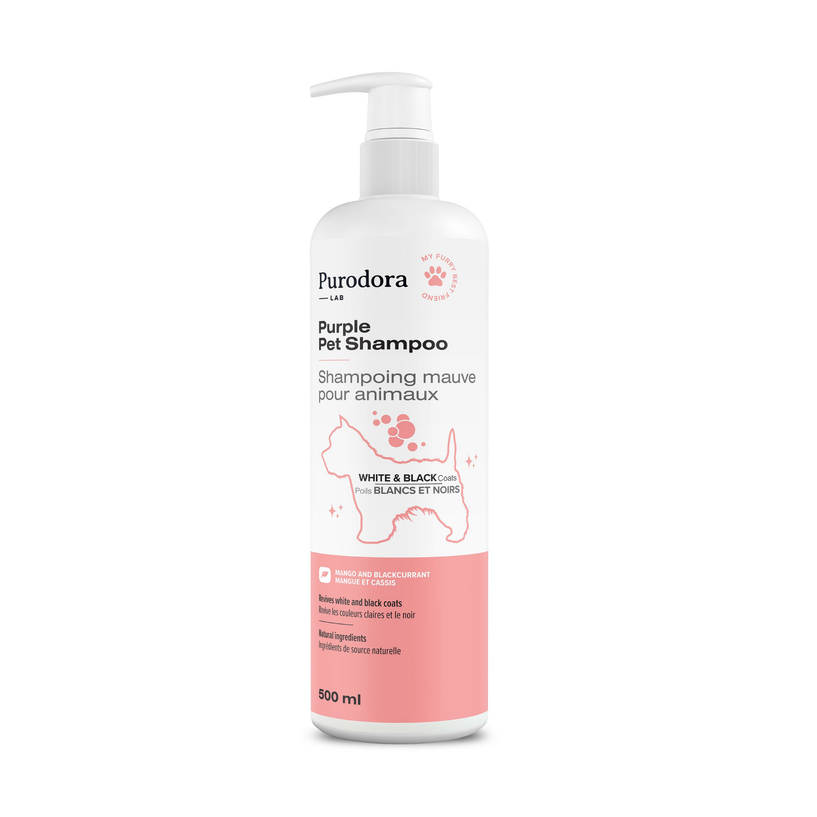 Purodora Purodora: Purple Pet Shampoo: White & Black Coats: Mango & Blackcurrent  500mL