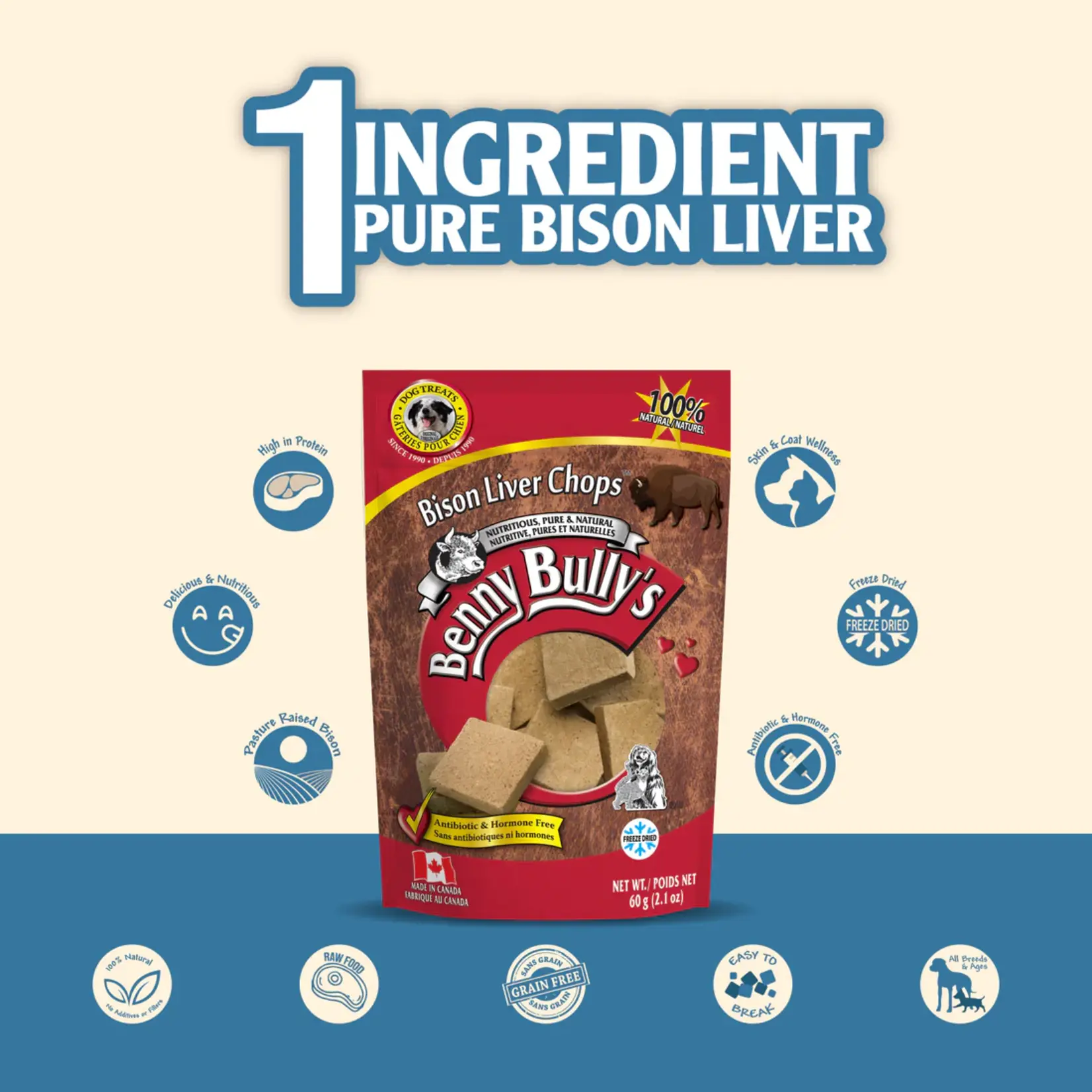 Benny Bully's Benny Bully's: Bison Liver Chops 60g