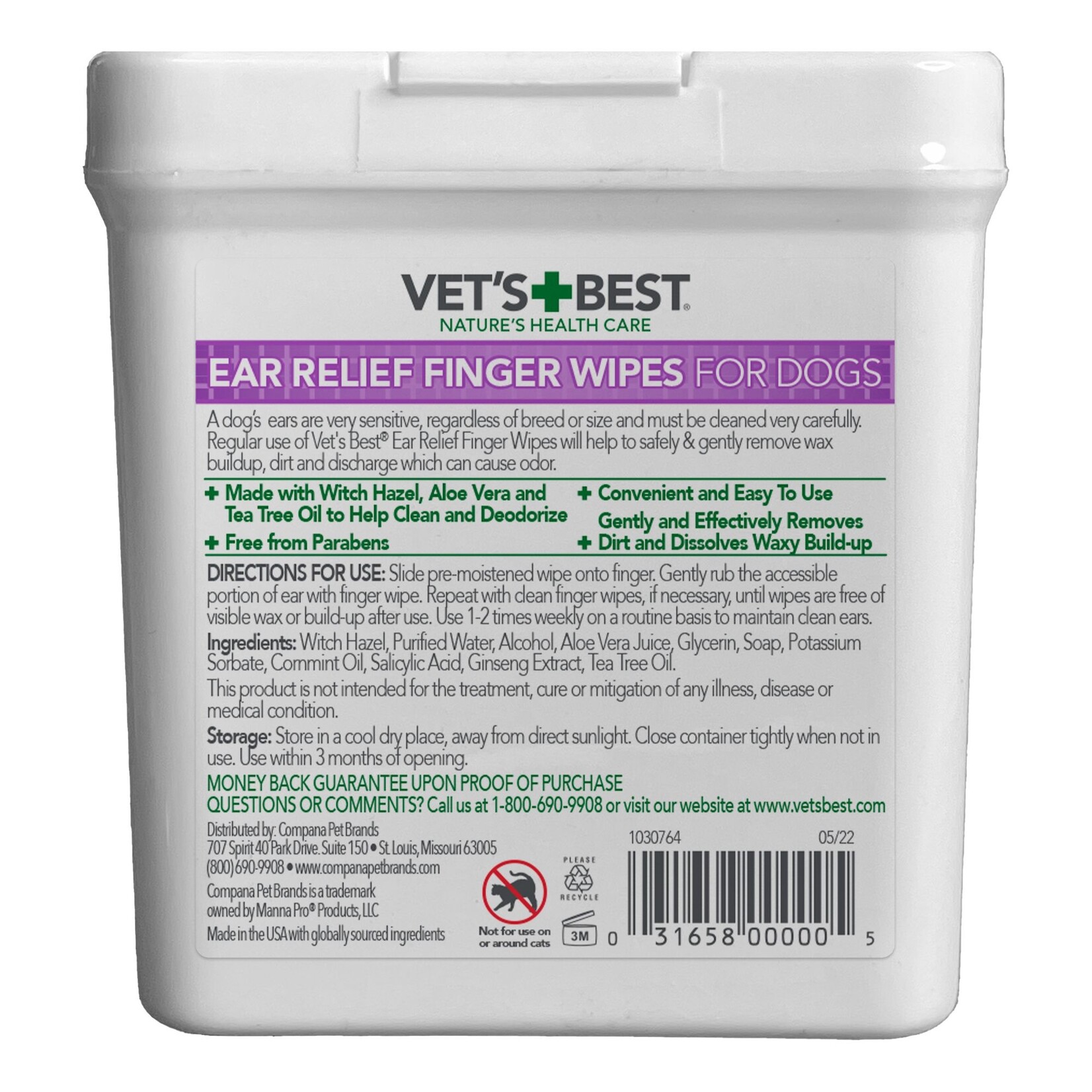 Vet's Best Vet's Best: Ear Relief Finger Wipes: For Dogs & Cats 50ct