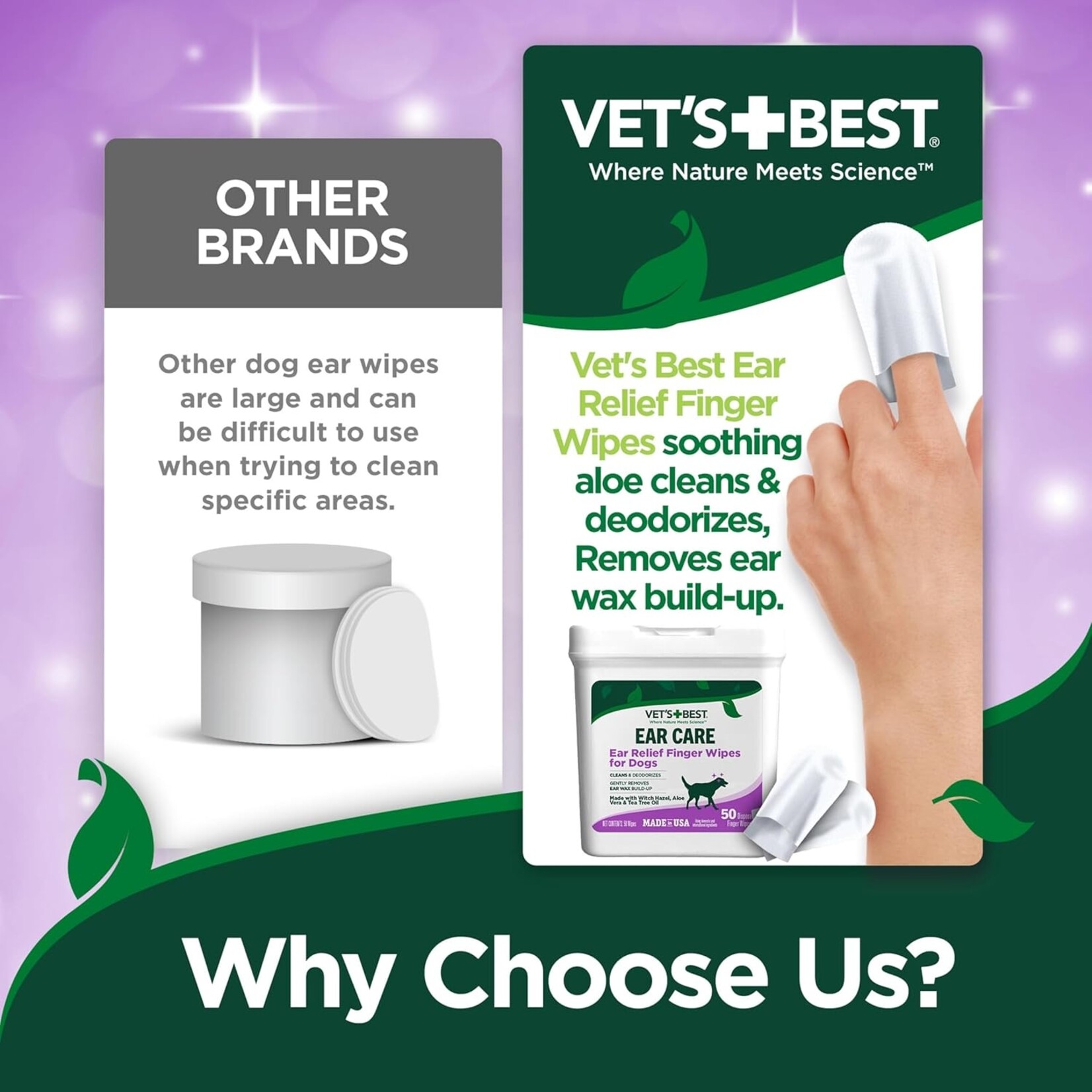 Vet's Best Vet's Best: Ear Relief Finger Wipes: For Dogs & Cats 50ct