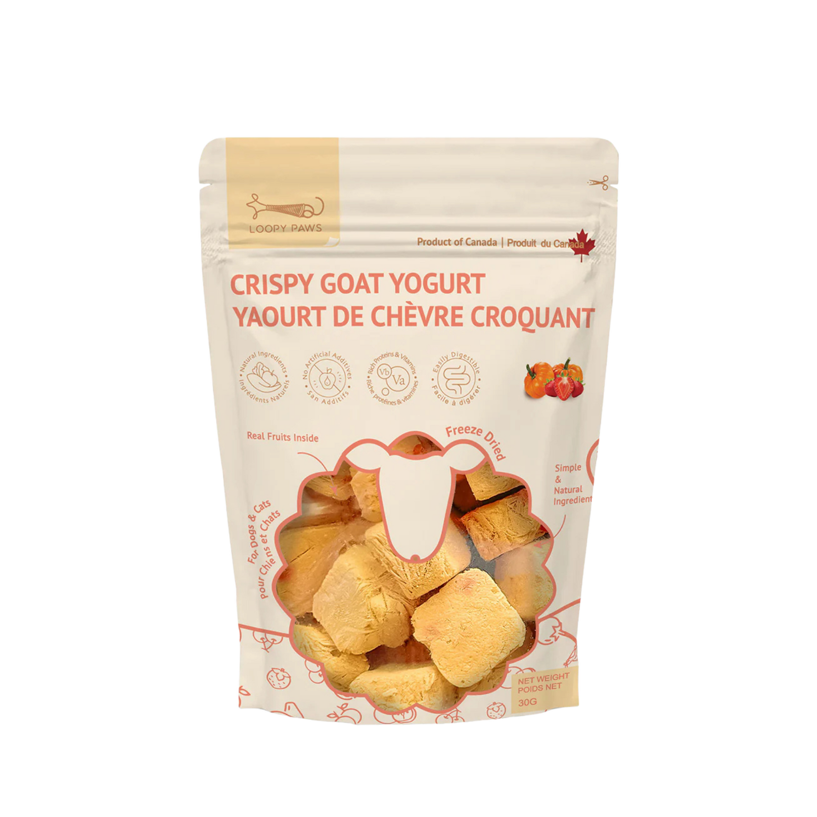 Loopy Paws Loopy Paws: Crispy Goat Yogurt: Pumpkin & Strawberry 30g