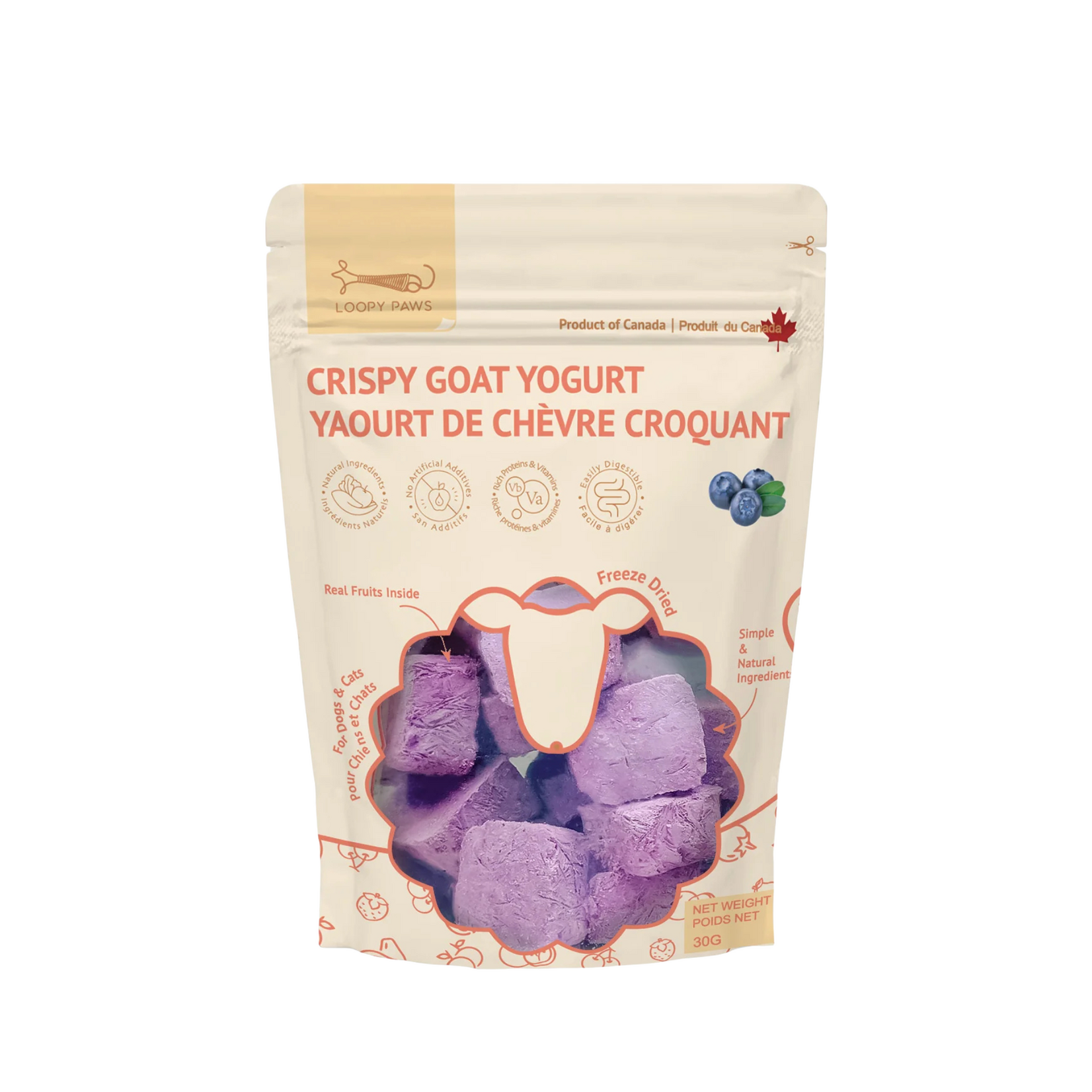 Loopy Paws Loopy Paws: Crispy Goat Yogurt: Blueberry 30g
