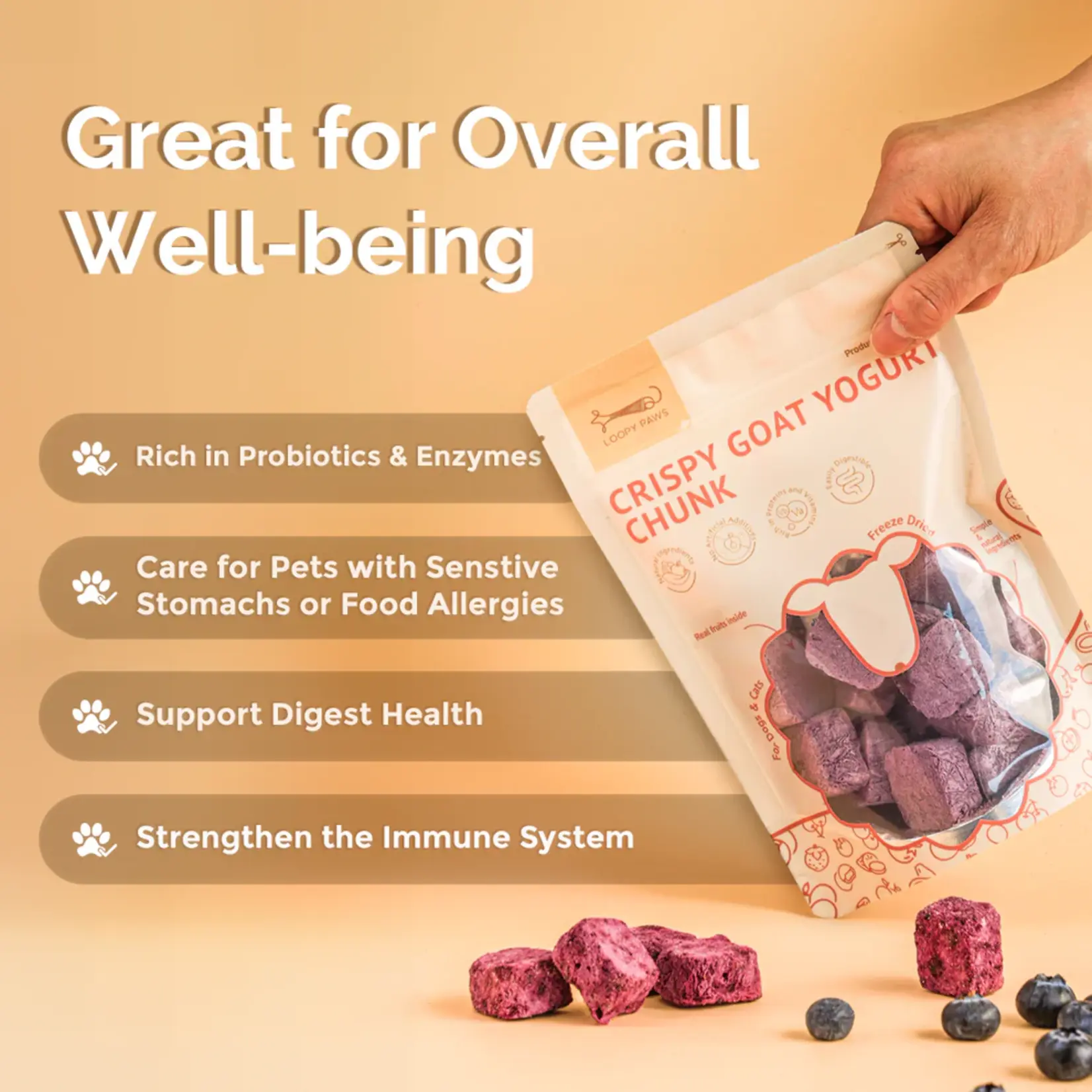 Loopy Paws Loopy Paws: Crispy Goat Yogurt: Blueberry 30g