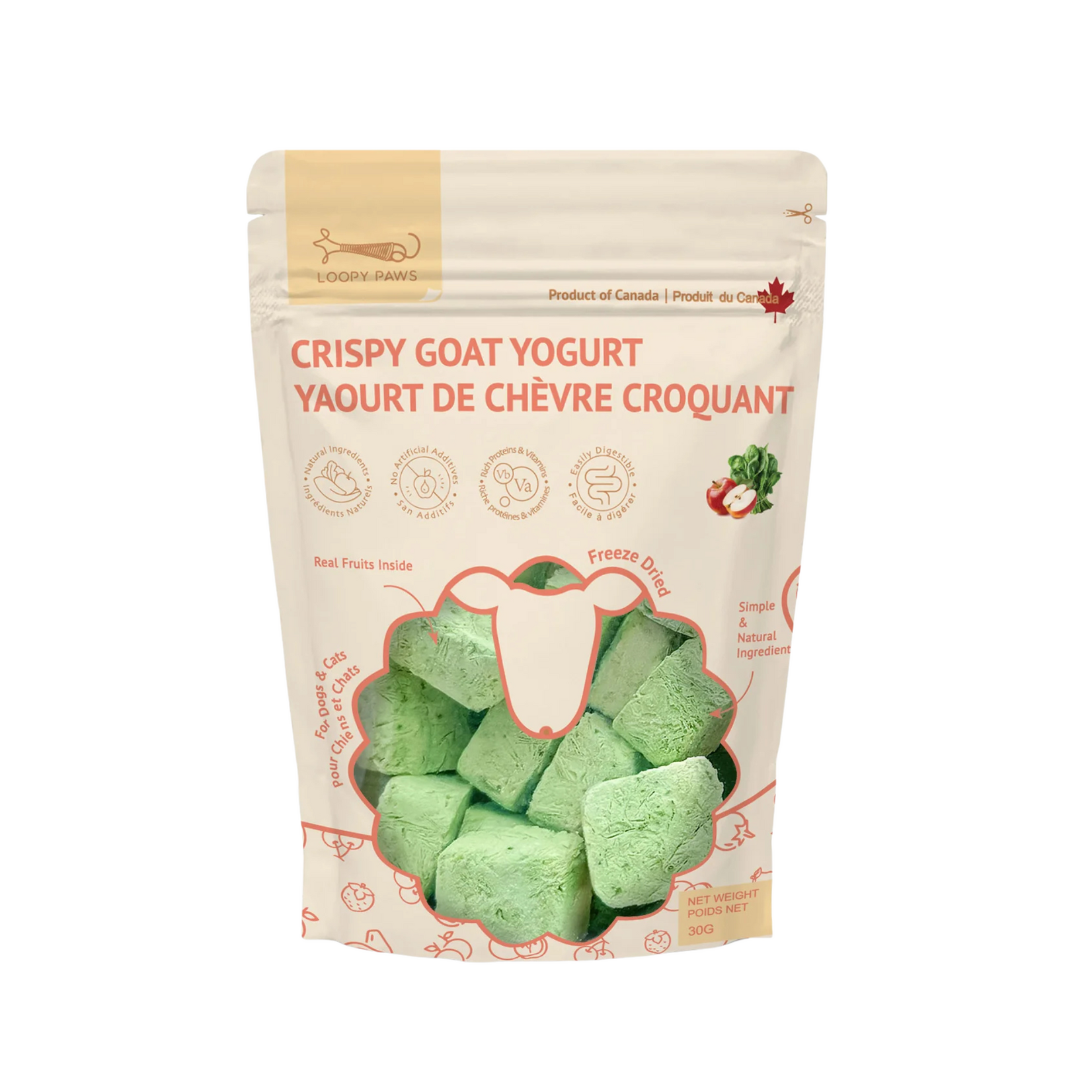 Loopy Paws Loopy Paws: Crispy Goat Yogurt: Veggie & Apple 30g