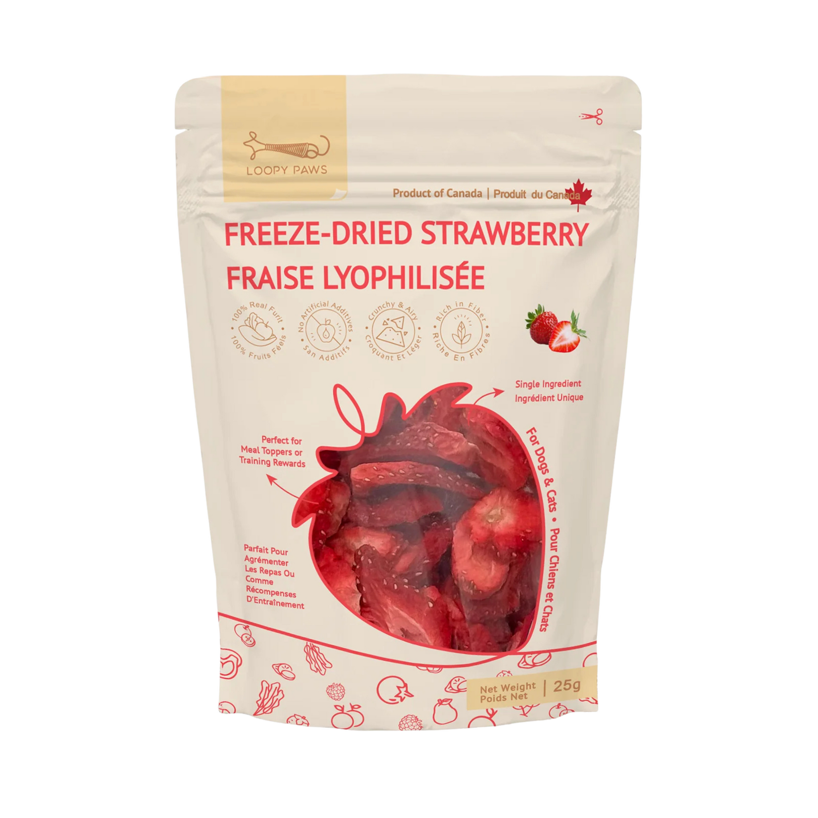Loopy Paws Loopy Paws: Freeze-Dried Treats: Fruity Crunchy Strawberry 25g