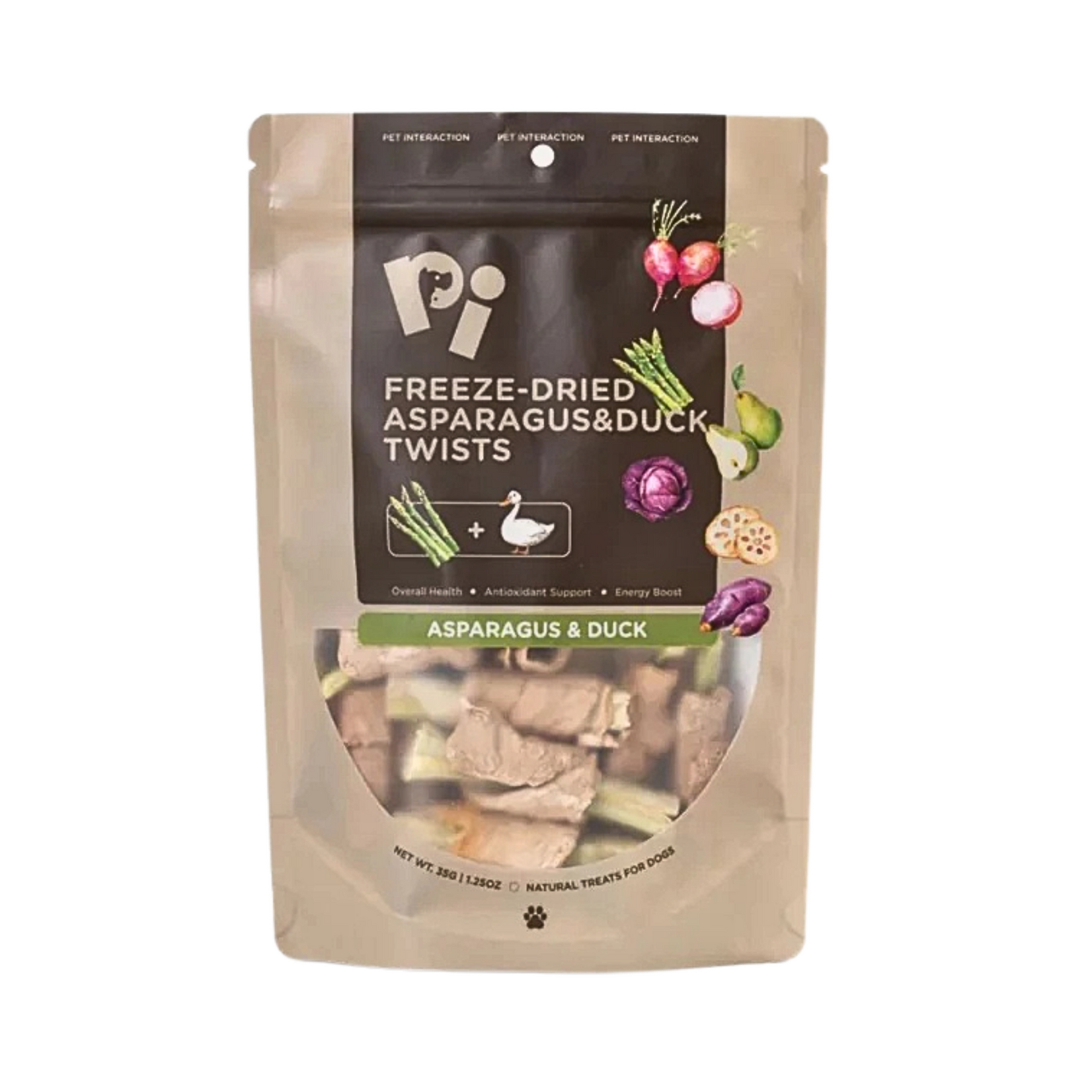 Pi Pet Foods Pi: Freeze-Dried Treats: Asparagus & Duck Twists 35g