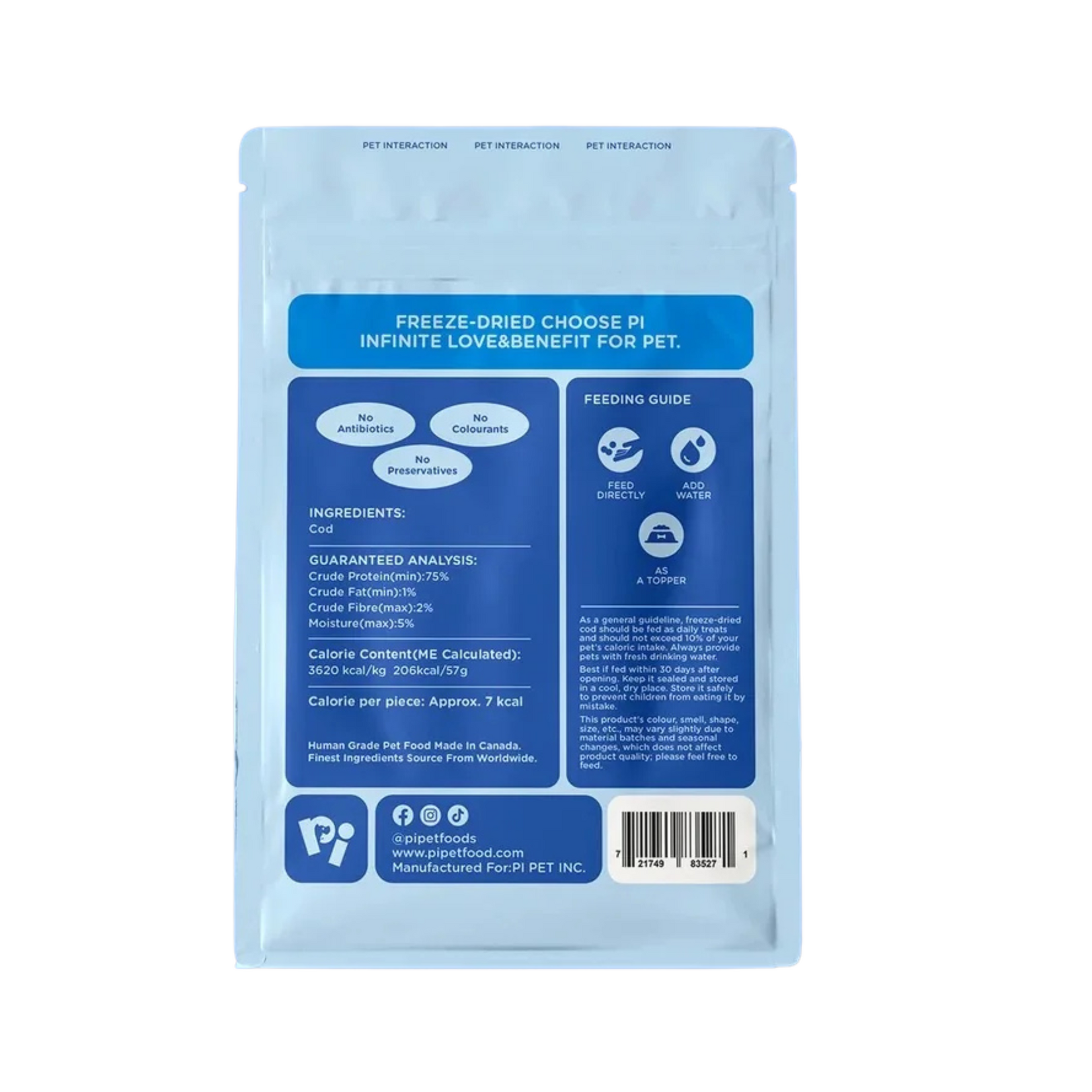 Pi Pet Foods Pi: Freeze-Dried Treats: Cod Fillets 28g