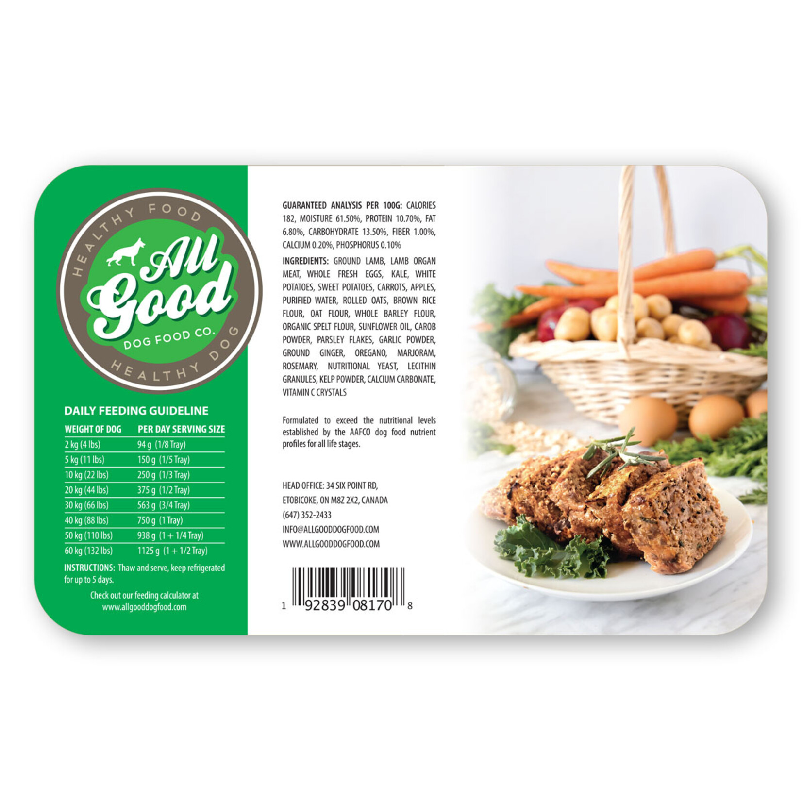 All Good Dog Food All Good: Gently Cooked Meatloaf: Lamb 750g