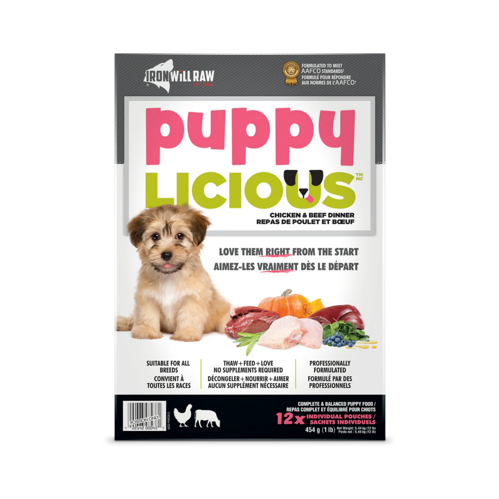 Iron Will Raw Iron Will Raw: Puppylicious Dinner: Chicken & Beef 12lb
