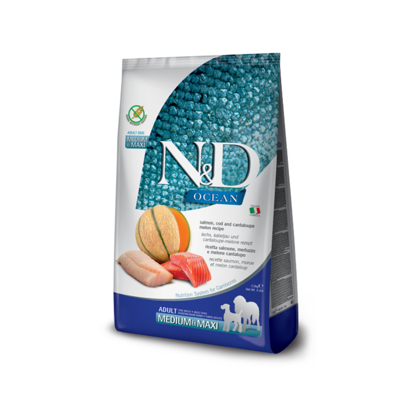 Farmina Farmina: N&D Ocean: Adult Med/Maxi: Salmon, Cod & Cantaloupe