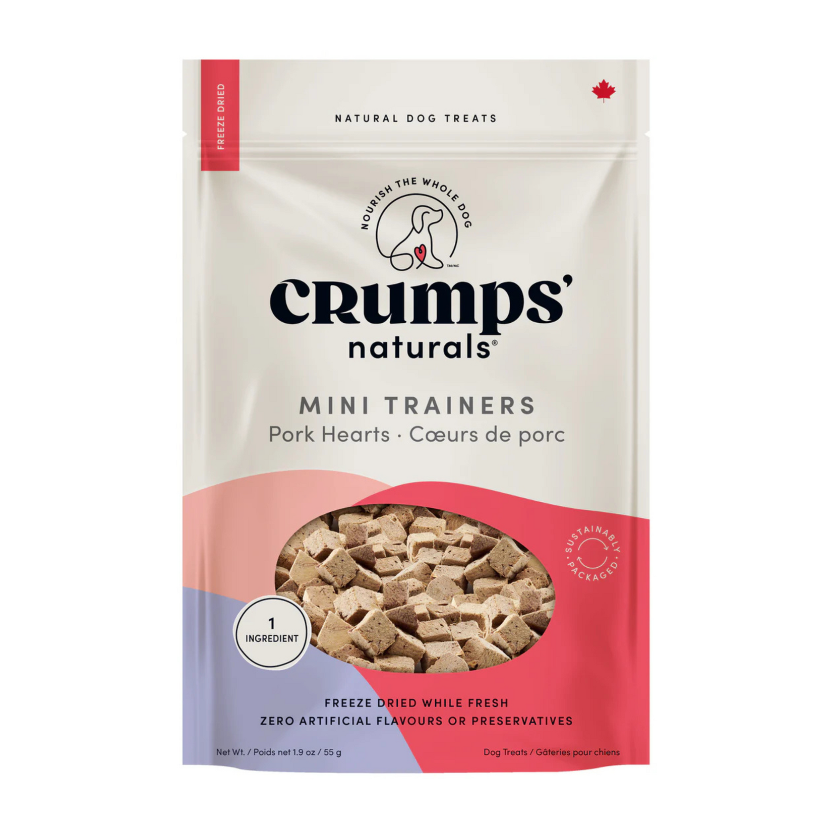 Crumps' Naturals Crumps’: Mini Trainers: Freeze-Dried Pork Hearts 115g