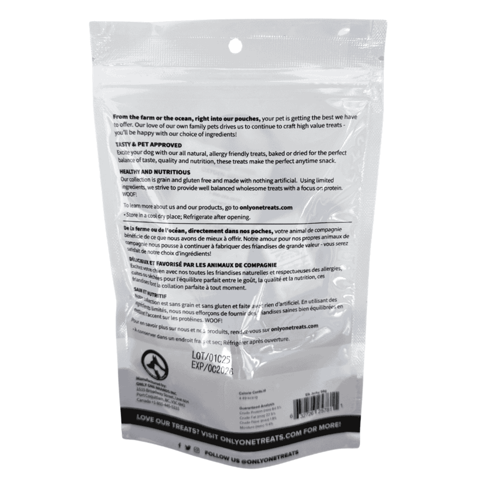 Only One Treats Only One Treat: Elk Jerky 56g