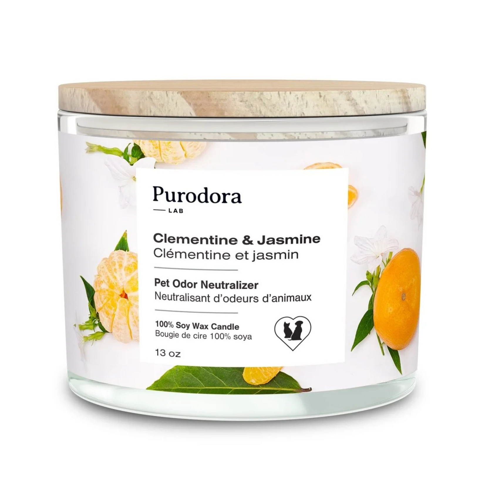 Purodora Purodora: 100% Soy Candle: Pet Odor Neutralizer: Clementine & Jasmin