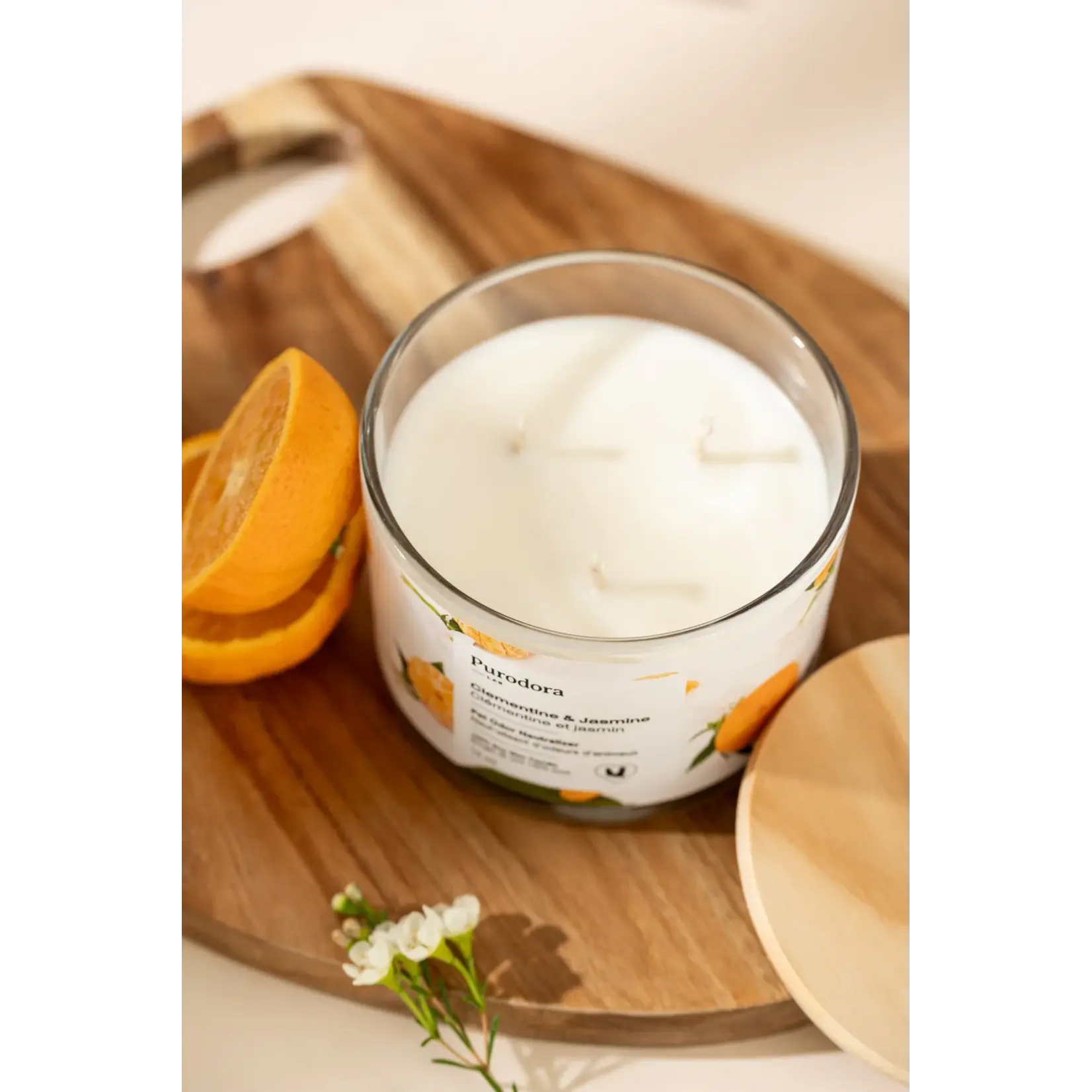 Purodora Purodora: 100% Soy Candle: Pet Odor Neutralizer: Clementine & Jasmin