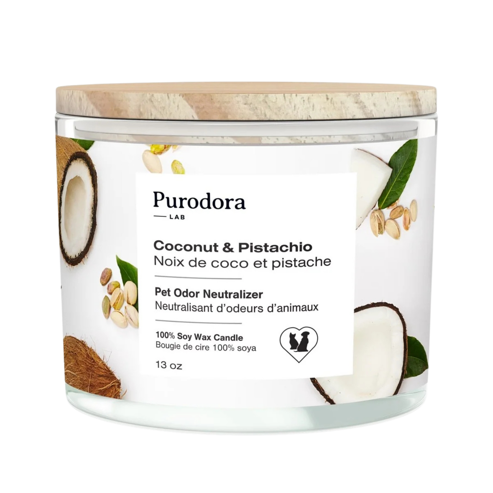 Purodora Purodora: 100% Soy Candle: Pet Odor Neutralizer: Coconut & Pistachio