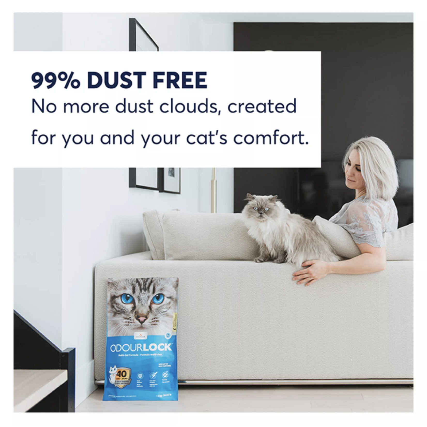 OdourLock: Ultra Premium Unscented Clumping Litter 12kg