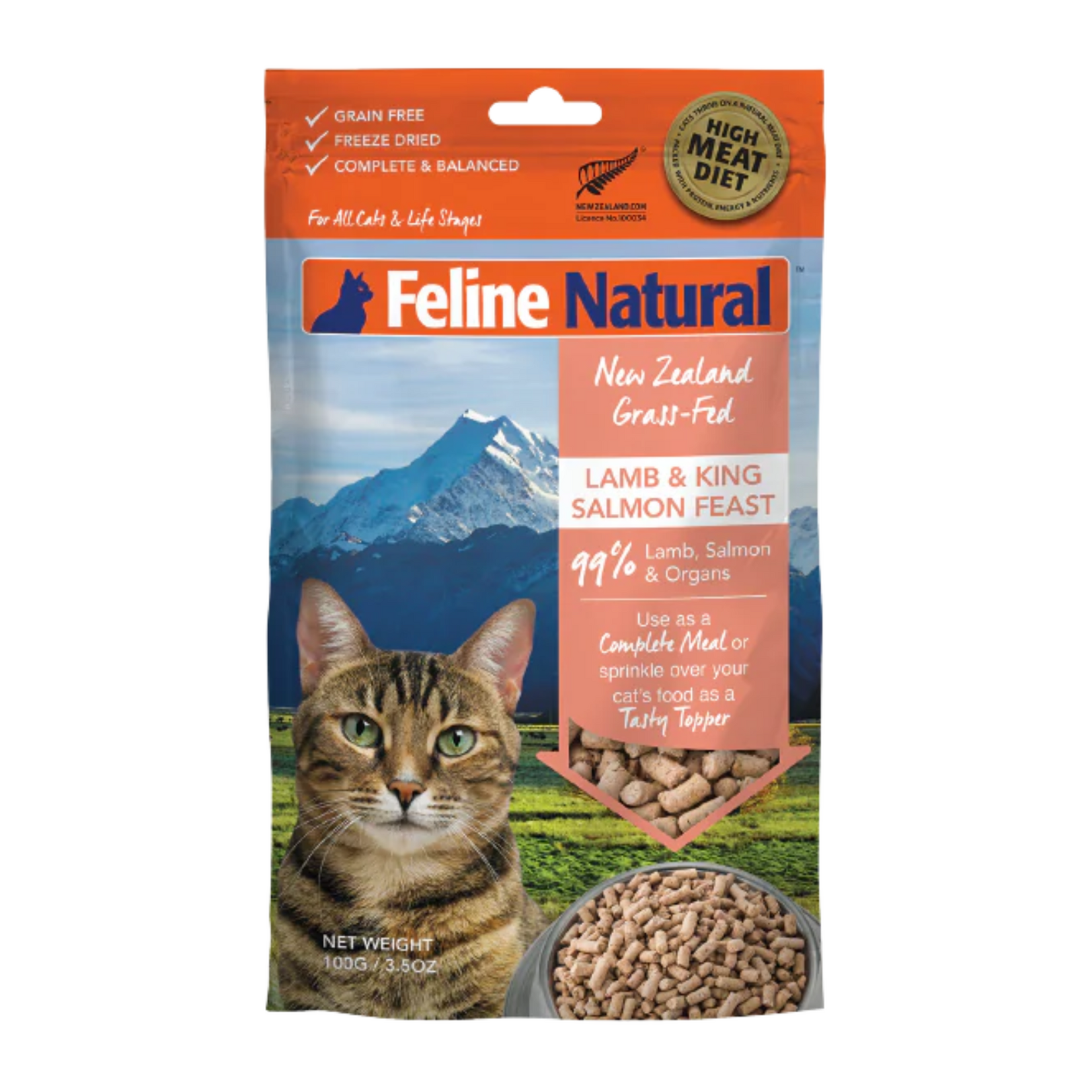 Feline Natural Feline Natural: Freeze-Dried: Lamb & King Salmon Feast 100g