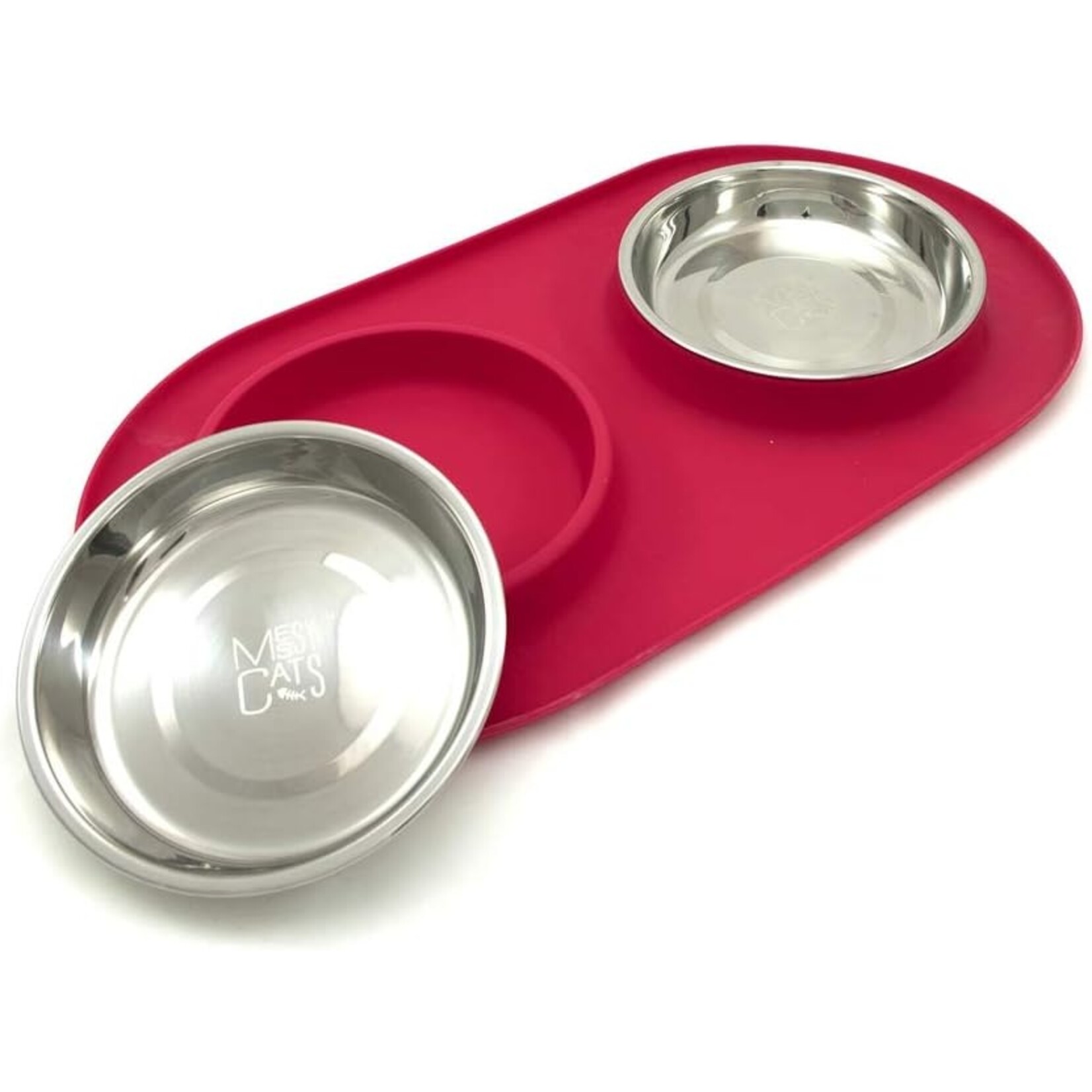 Messy Cats Messy Cats: Double Silicone Feeder: Stainless Saucers M