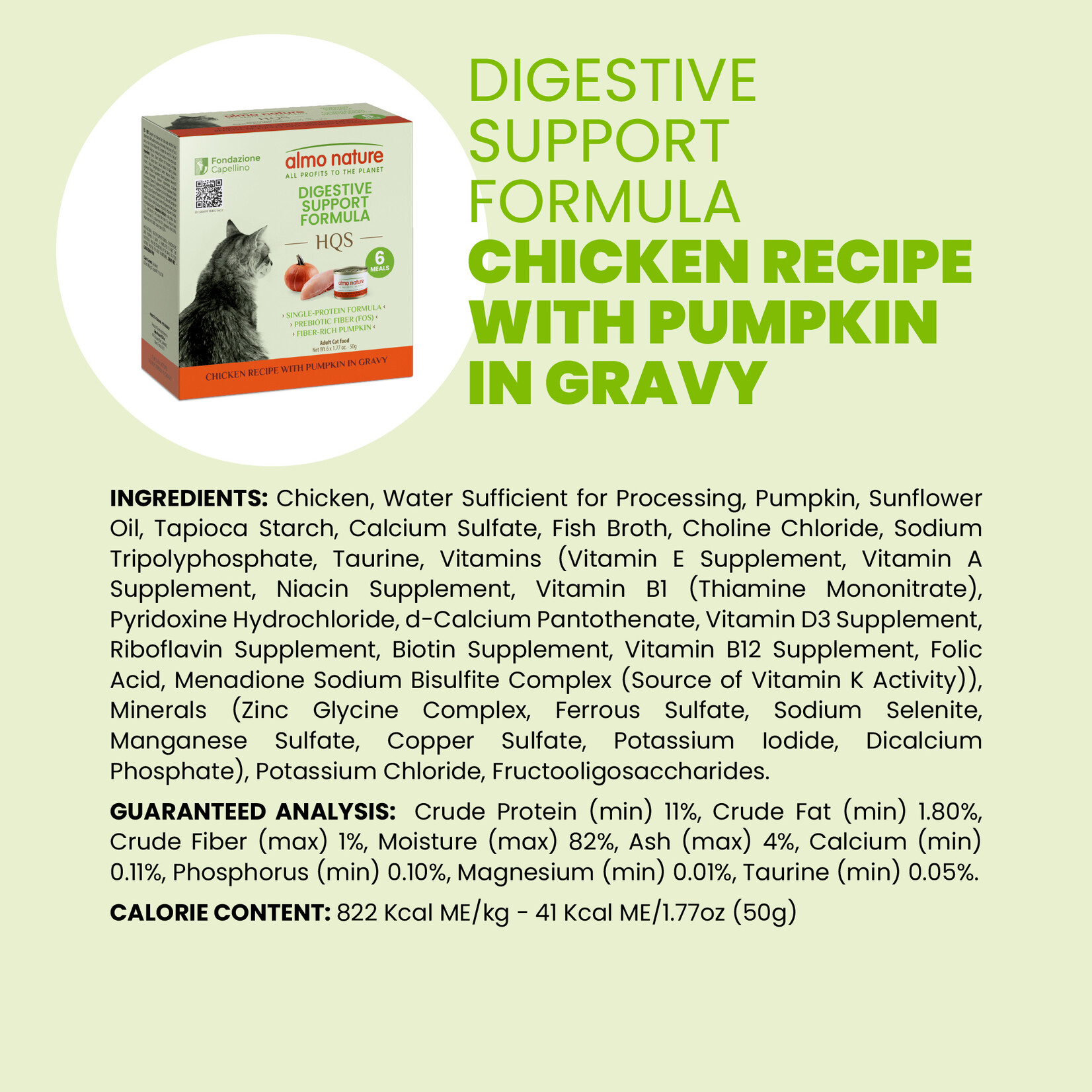 Almo Nature Almo Nature Functionals: Digestive Support: Chicken & Pumpkin 6x50g
