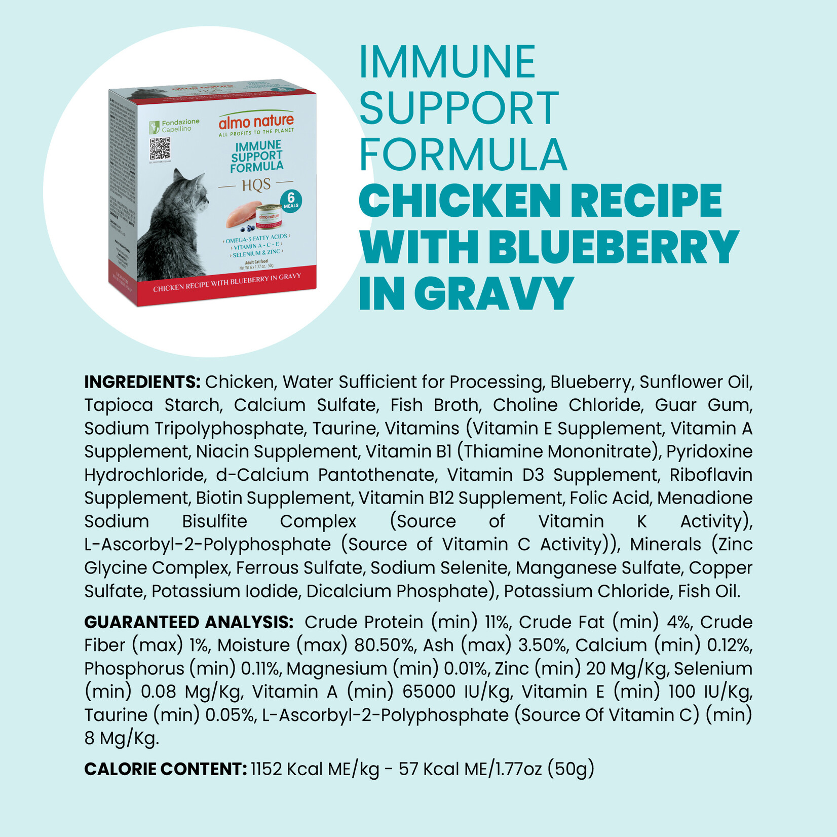 Almo Nature Almo Nature Functionals: Immune Support: Chicken & Blueberry 6x50g